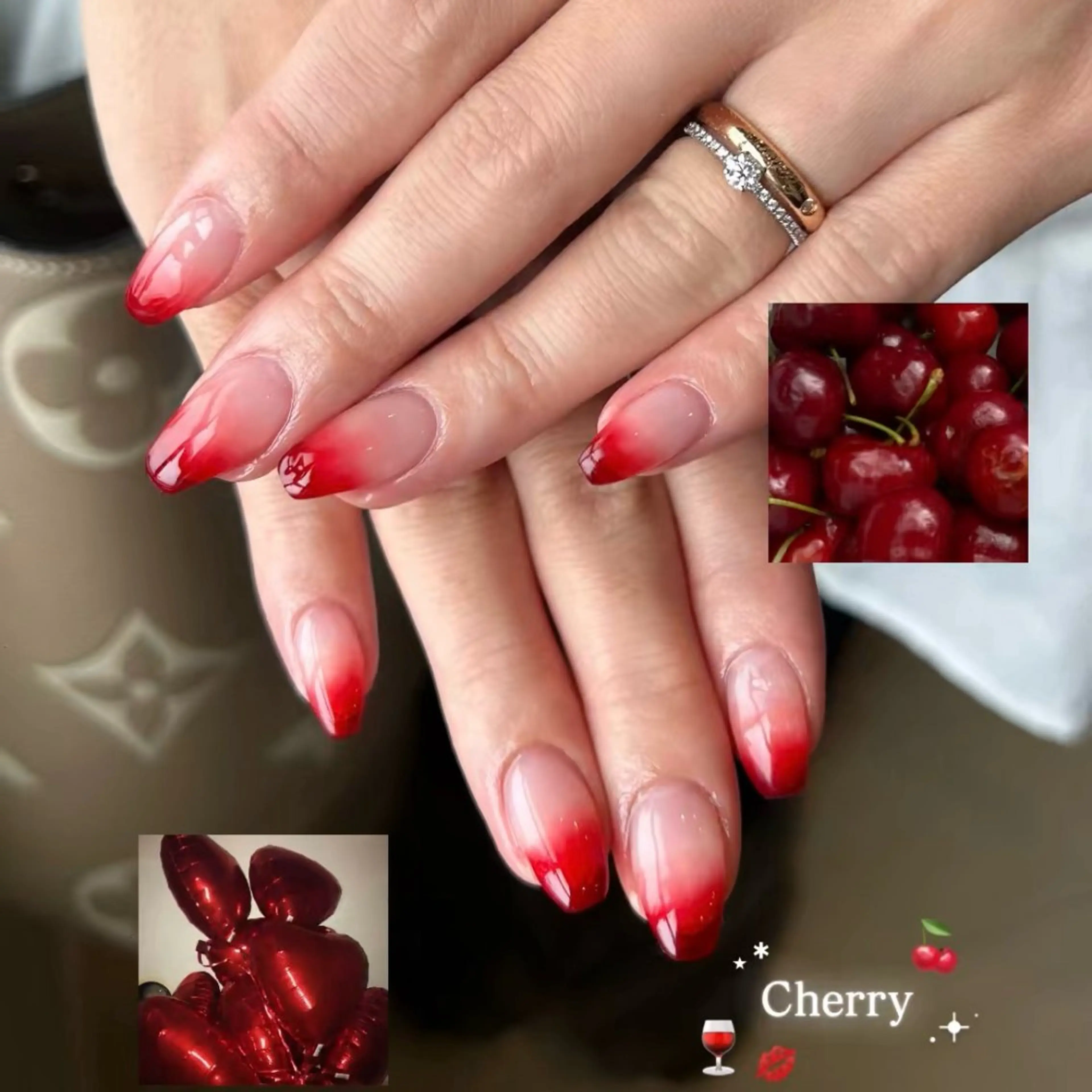 ネイル グラデーション 赤色 寺尾 美咲のネイルデザイン