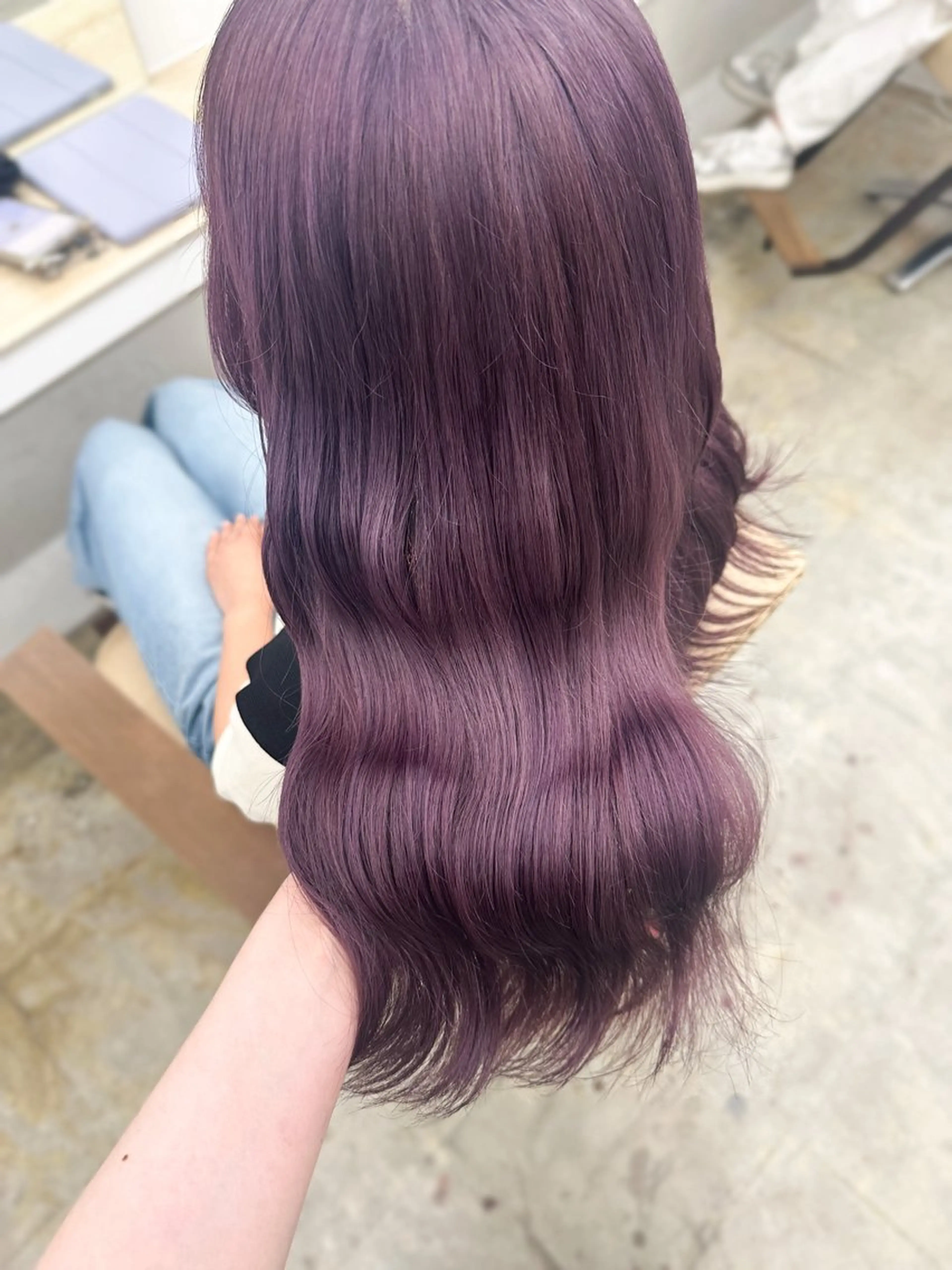 セミロング カラー ブリーチ ラベンダーカラー ヘアカラー トリートメント ブリーチカラー🦋‪ 田中さくらのヘアスタイル