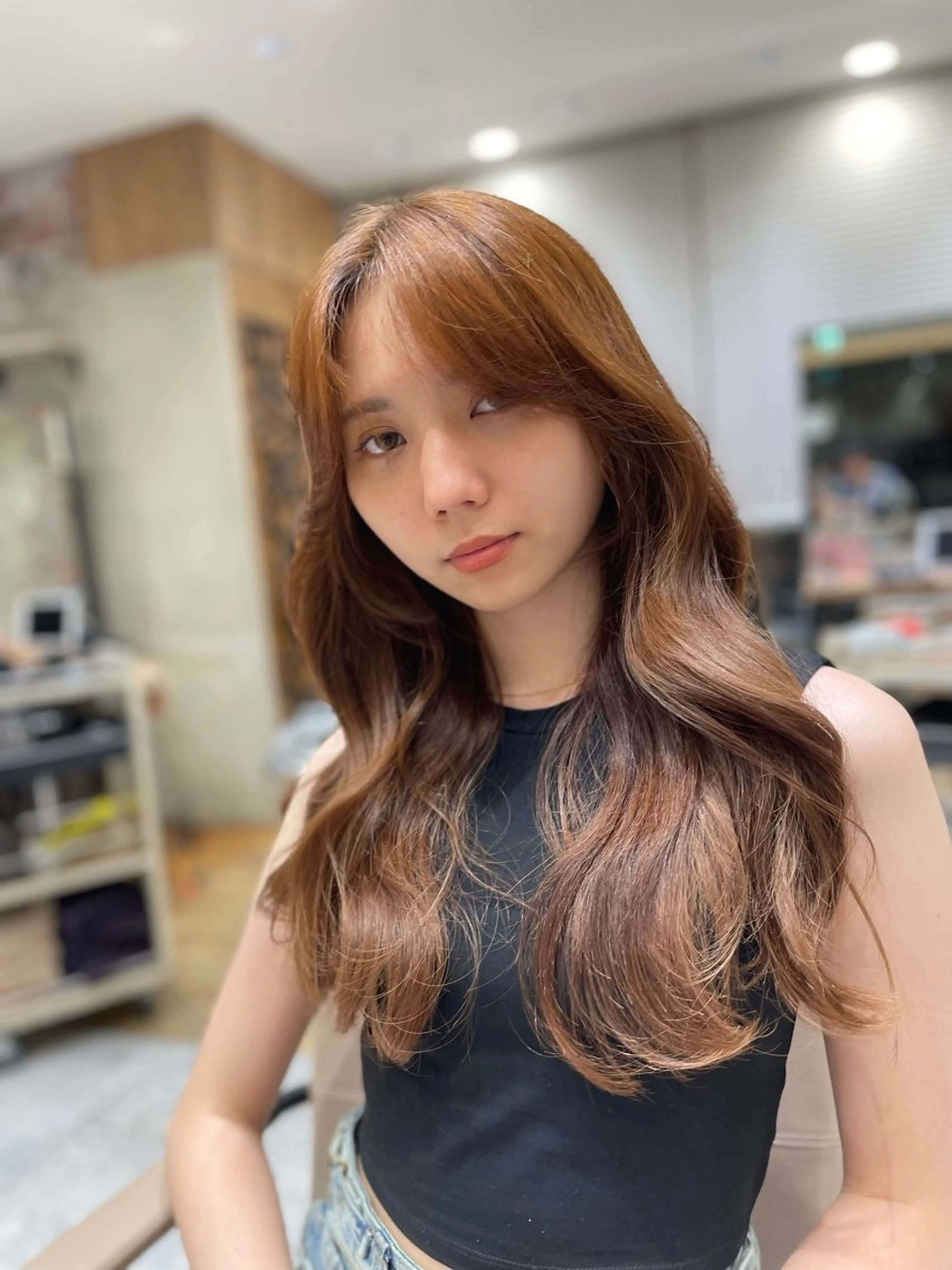 ロング カット ヘアカラー トリートメント 前髪顔まわりカット 🌈中村海聖のヘアスタイル