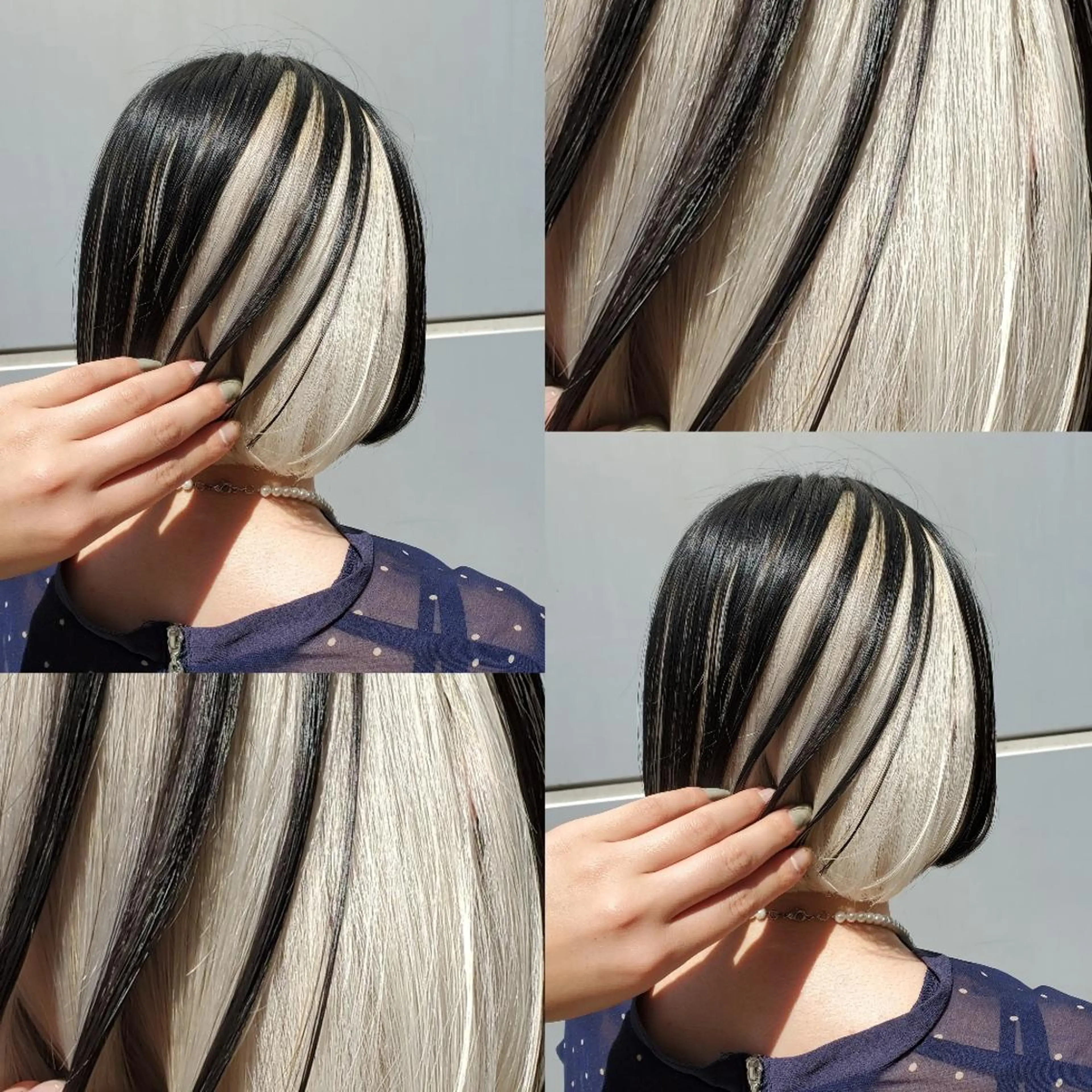 ミディアム ヘアカラー ツヤ髪✨縮毛矯正 ハイトーンカラーのヘアスタイル