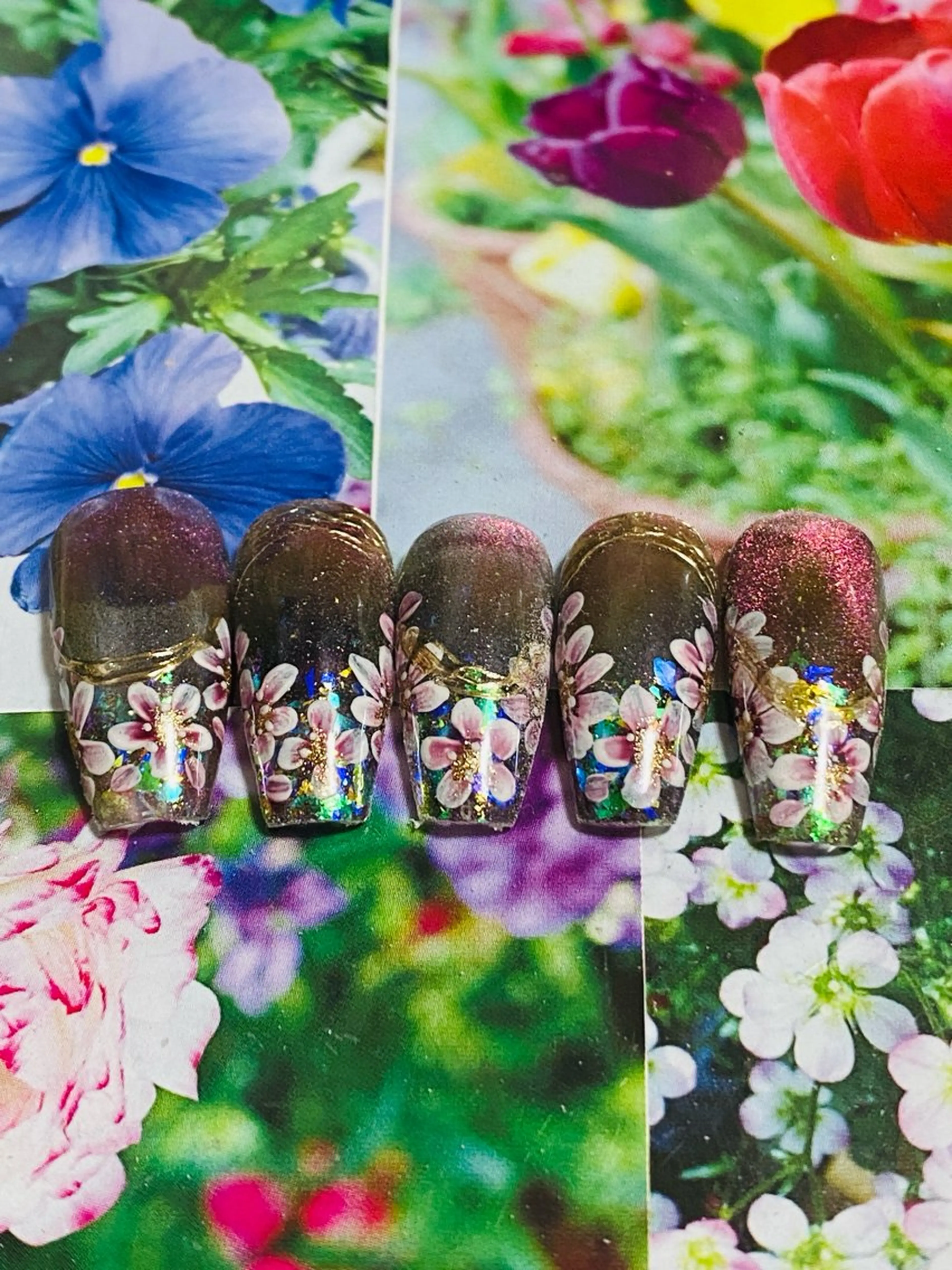 ネイル アートネイル フラワーネイル 自宅ネイルサロン ♦️nuance♦️のネイルデザイン