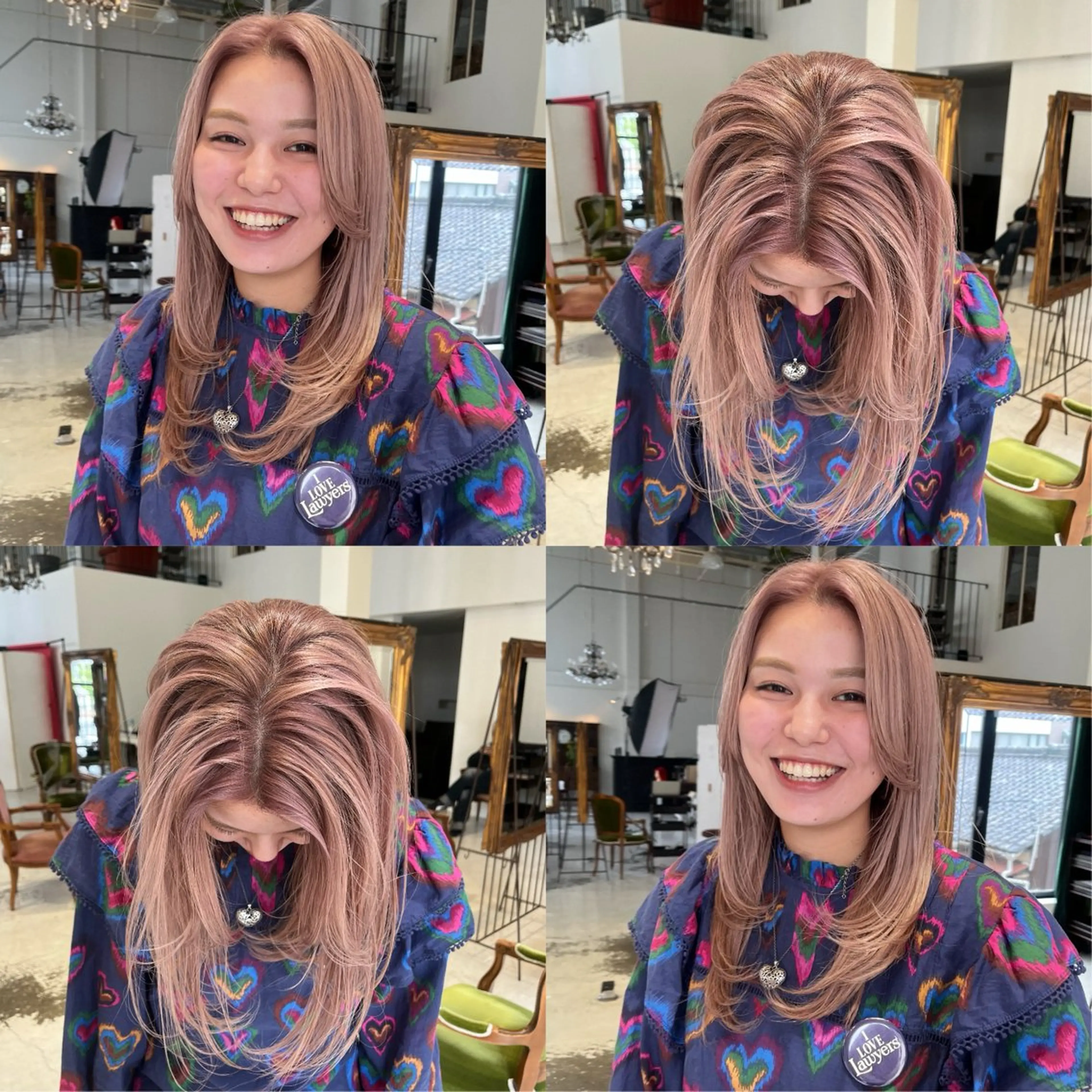 セミロング カラー ベージュカラー ブリーチ ピンクカラー ピンクベージュ カット ヘアカラー トリートメント 【中村公園】小山 蒼生のヘアスタイル