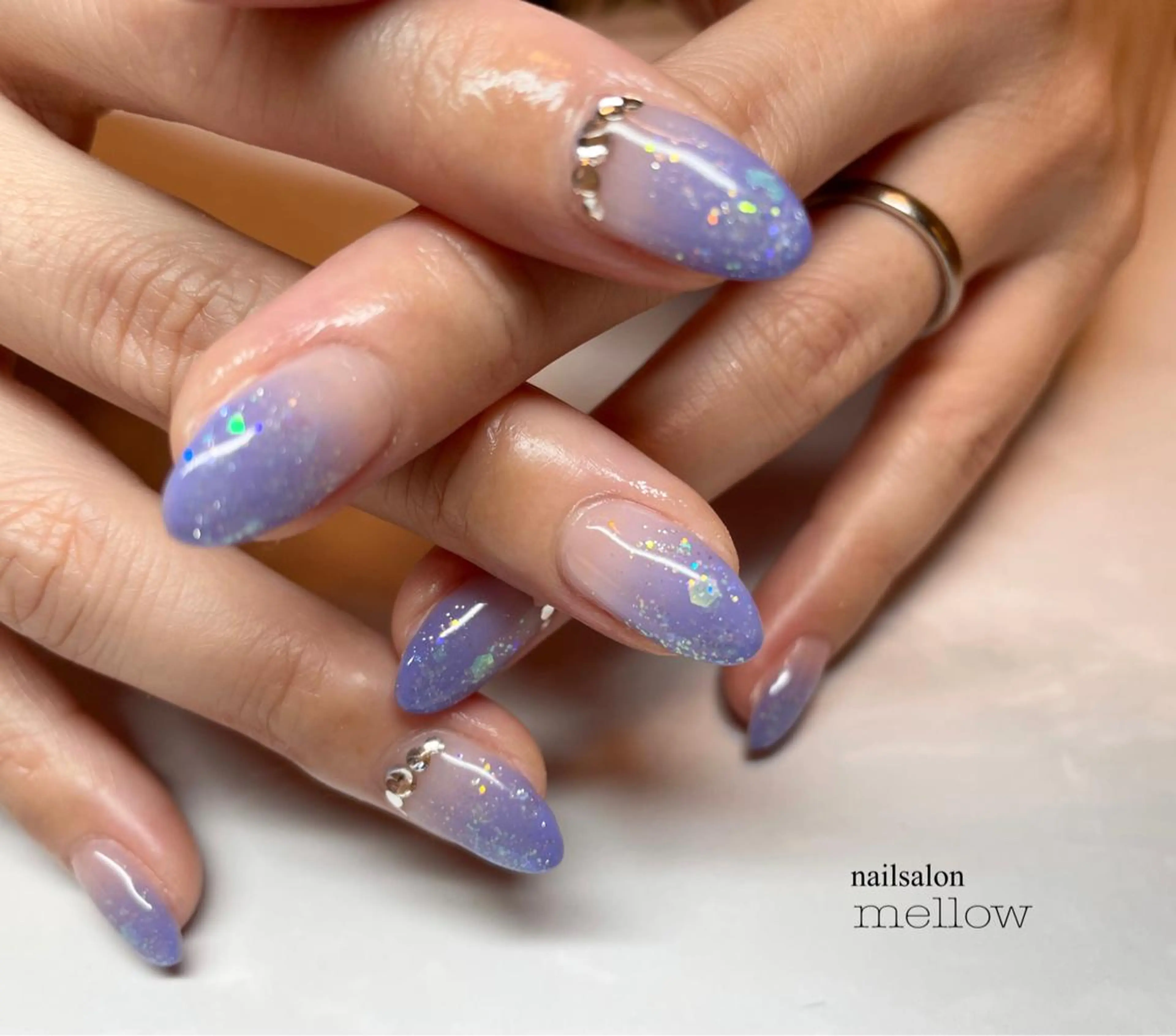 ネイル オーロラネイル ラメ(グリッター) パープル 大山 浩美のネイルデザイン
