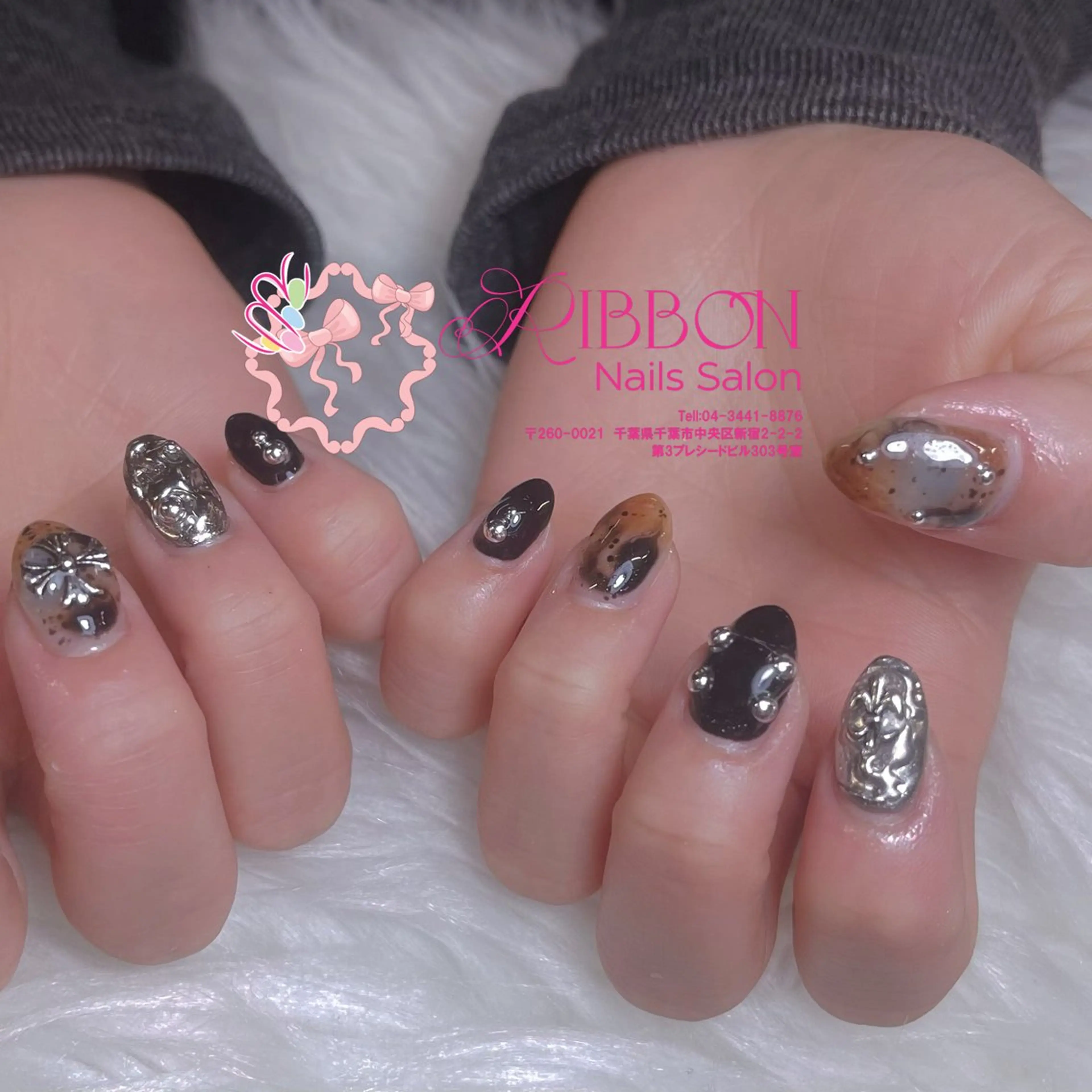 ネイル フレンチネイル ジェルネイル マグネットネイル 持ち込み ニュアンスネイル ハンドネイル Ribbonnail salonのネイルデザイン