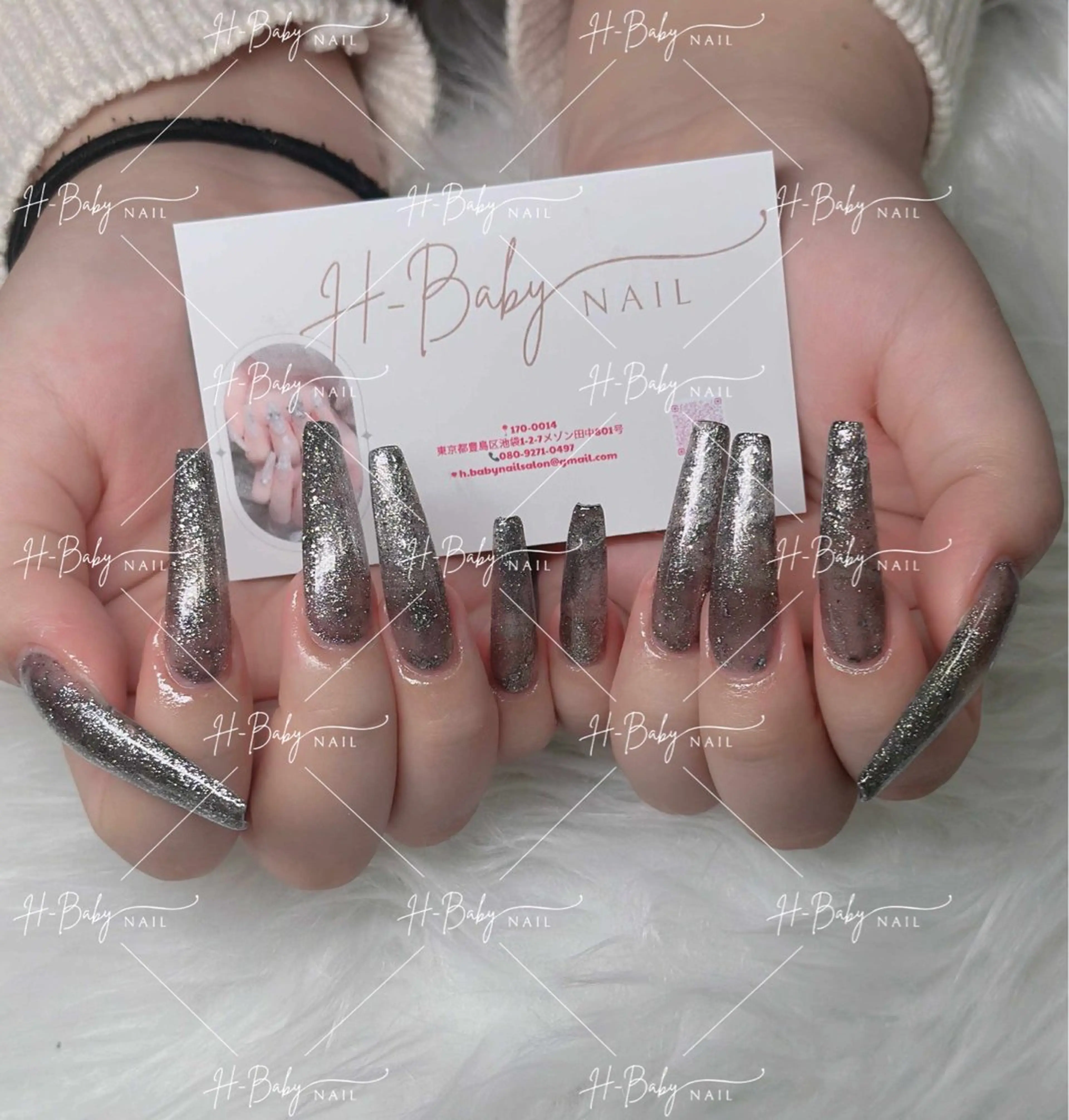ネイル オーロラネイル フレンチネイル ジェルネイル ハロウィン キラキラネイル ハンドネイル H.baby Nail Salonのネイルデザイン