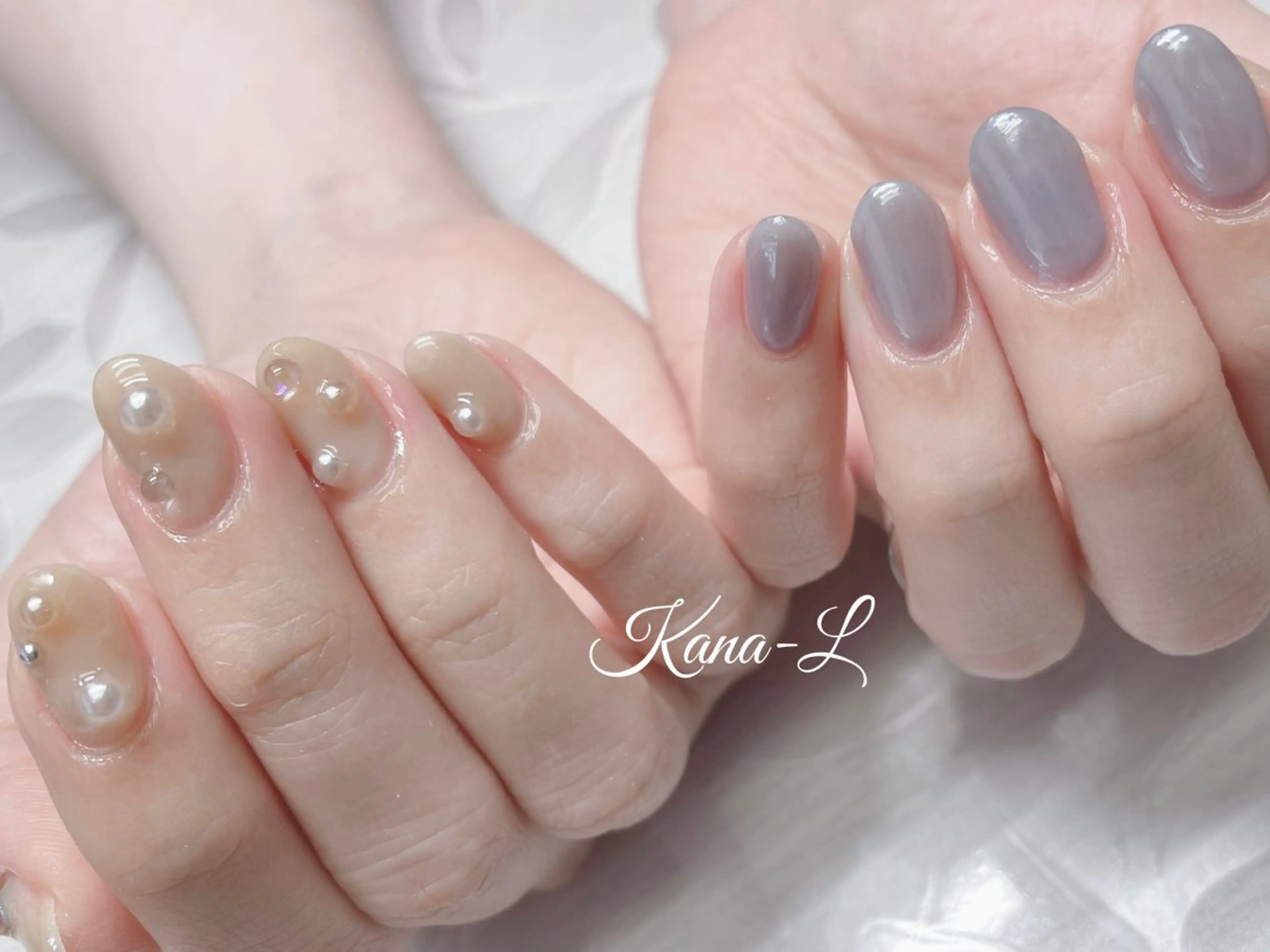 ネイル ジェルネイル 韓国ネイル ニュアンスネイル パラジェル ストーンネイル 芦辺 香奈のネイルデザイン