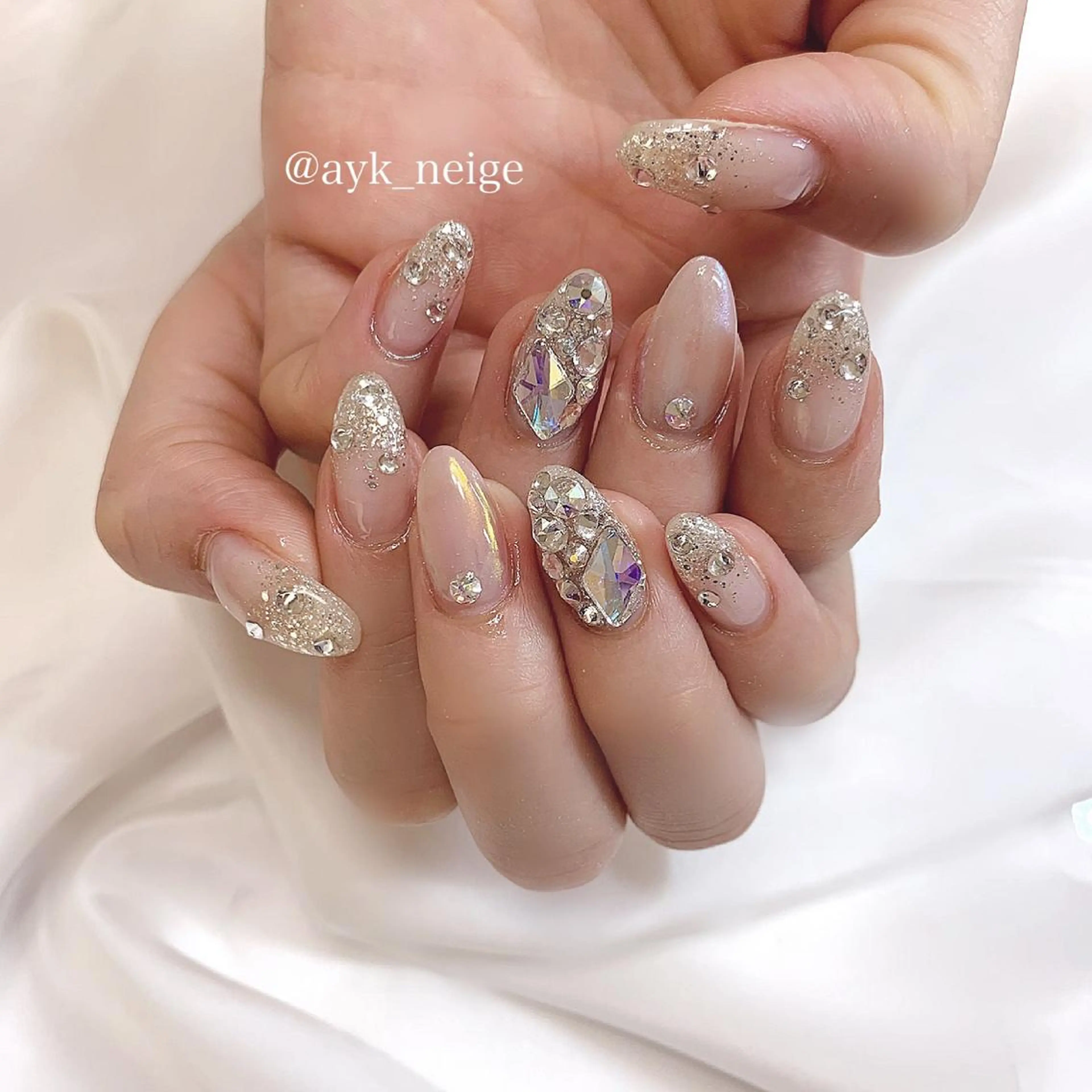 ネイル フットネイル 氷ネイル・うるうるネイル 韓国ネイル マグネットネイル 冬ネイル n'eige nail所属・大谷 綾香のネイルデザイン