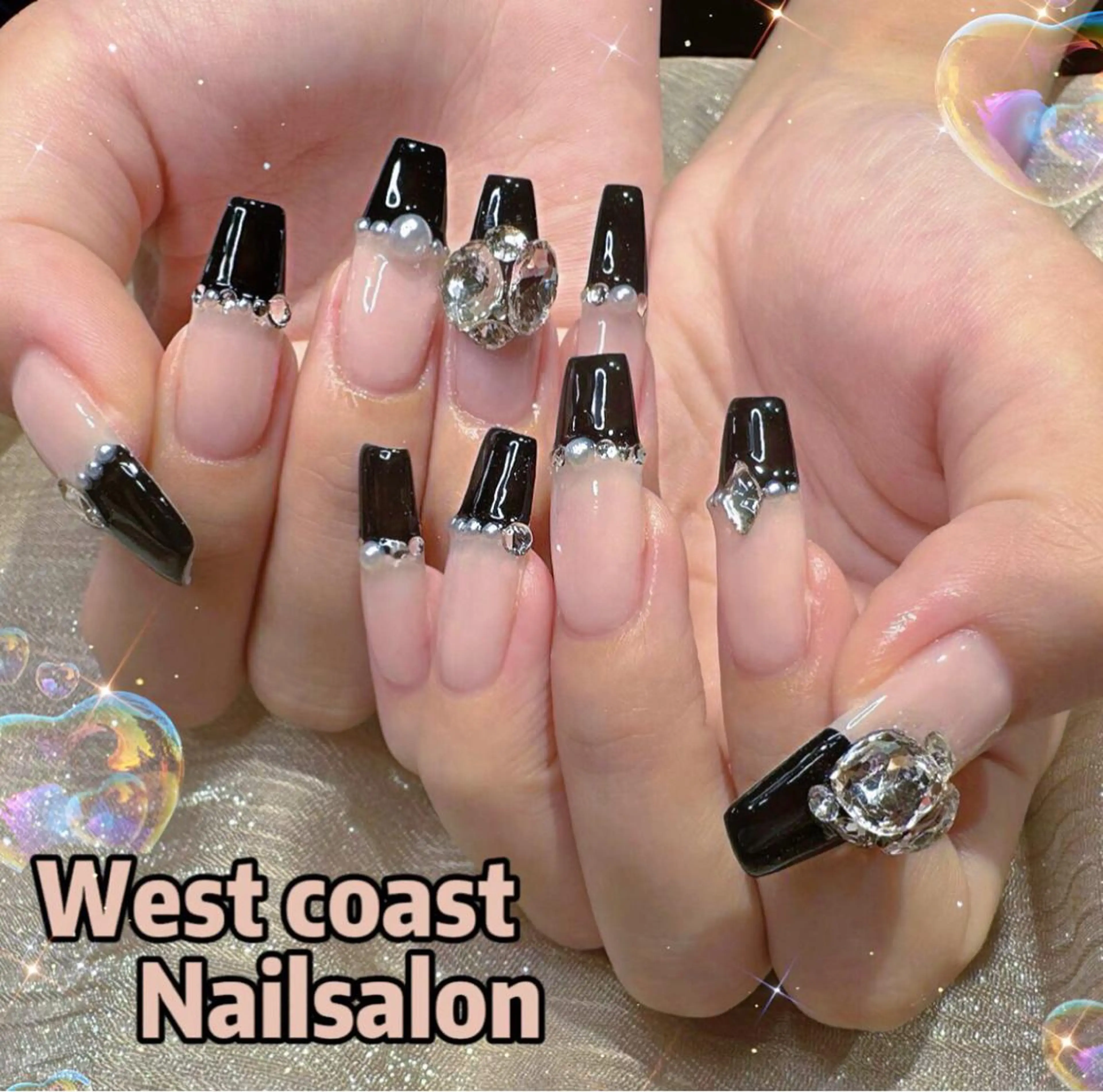 ネイル リボン、ガーリー パーツ放題専門店のネイルデザイン