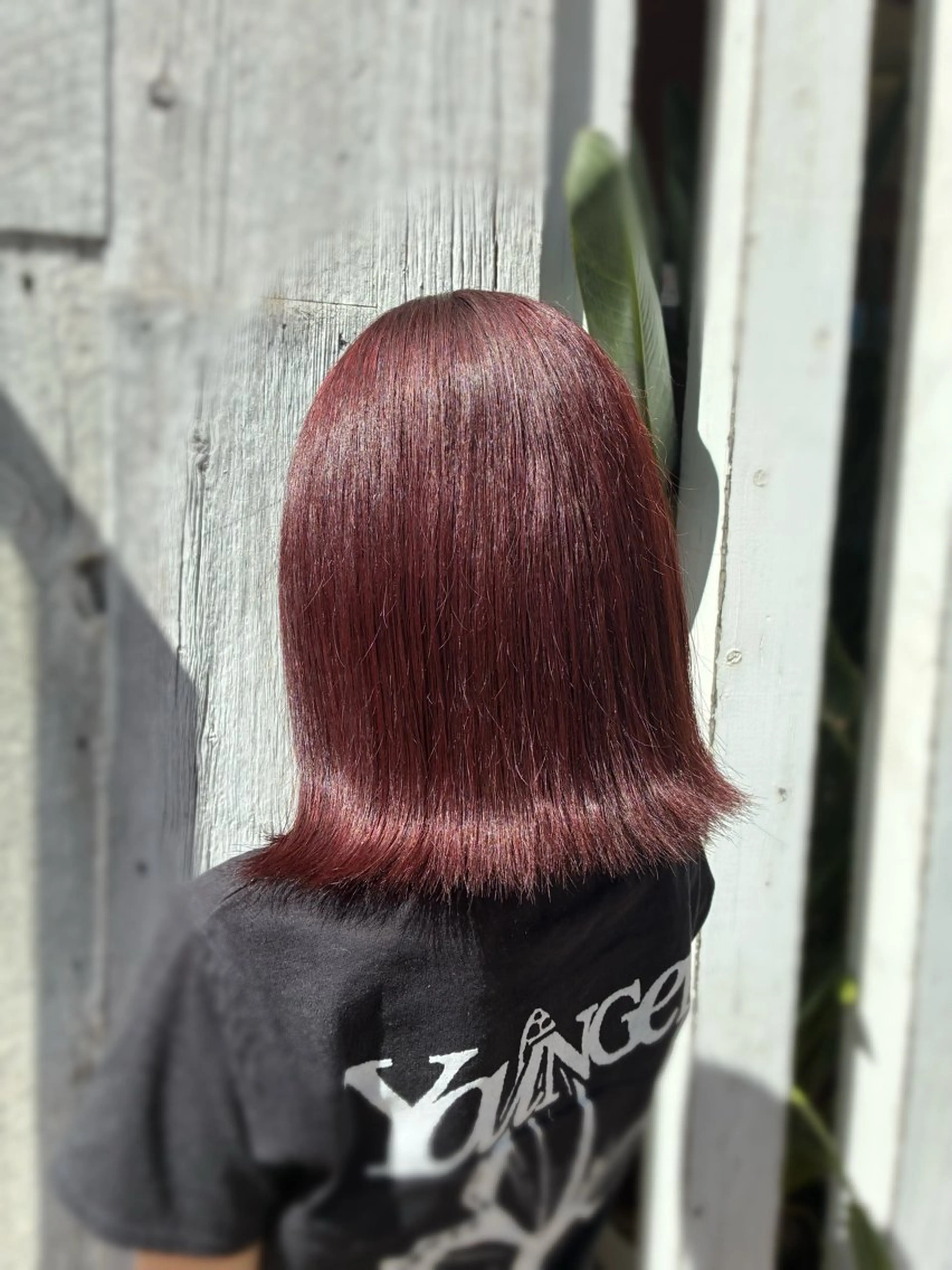 ミディアム カラー ブリーチ カシス ブリーチなしカラー レッドカラー ヘアカラー 梅原 姫🍬🐰のヘアスタイル