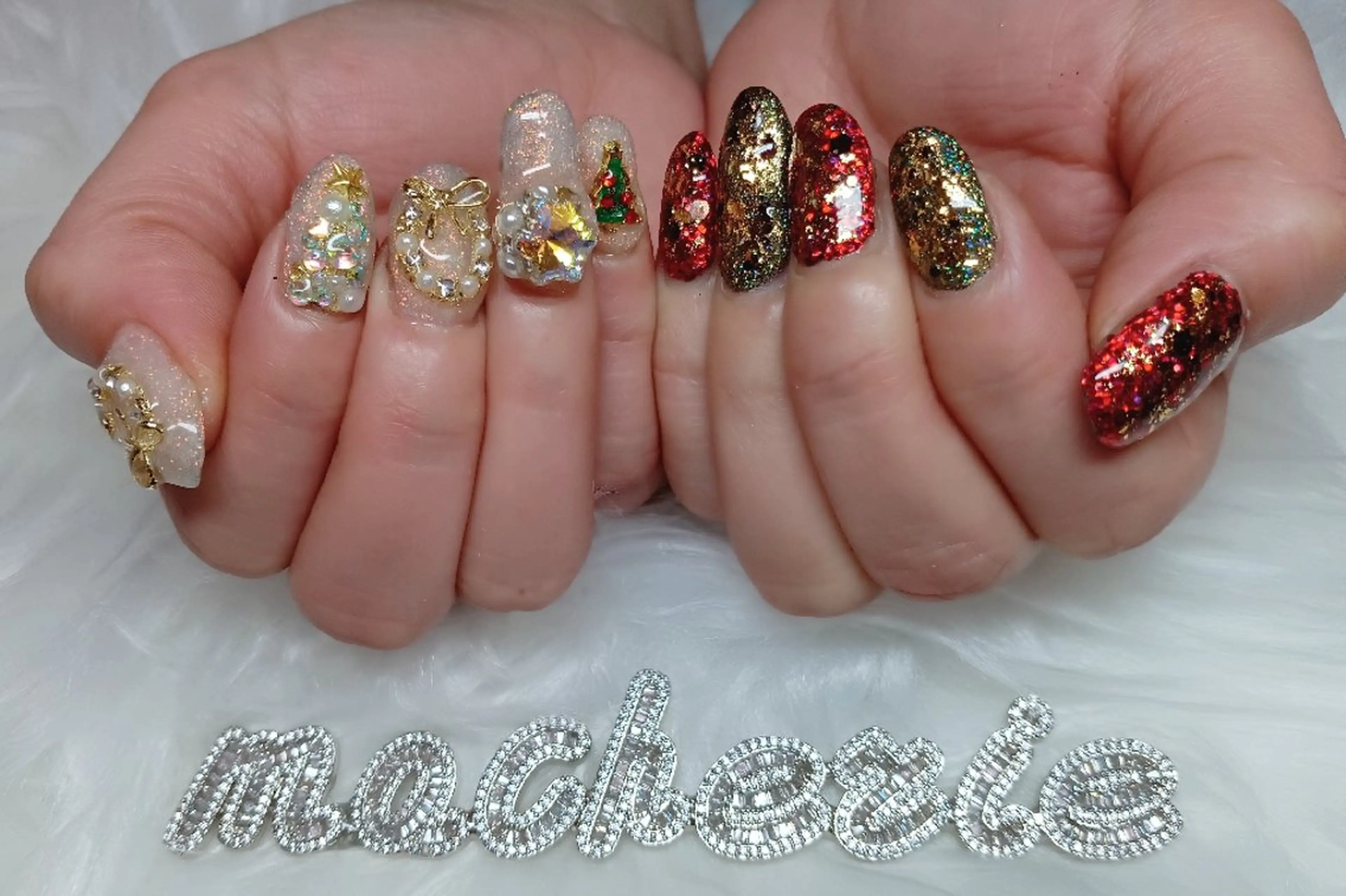 ネイル 冬ネイル クリスマス ハンドネイル Nail Salon macherieのネイルデザイン