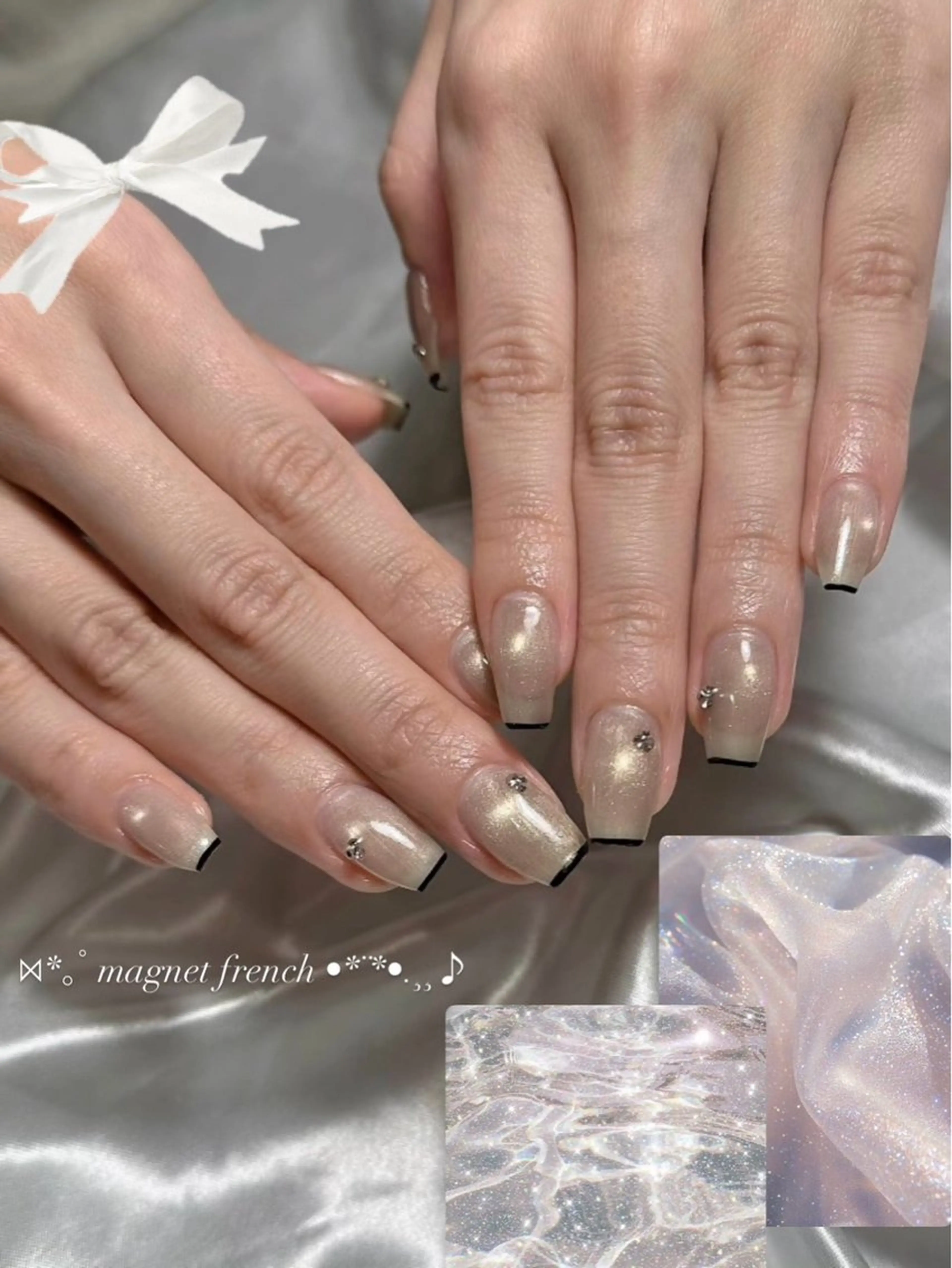 ネイル フレンチネイル ハンドネイル tsuki🎀ワンホ ン🍒ガーリー🪄のネイルデザイン