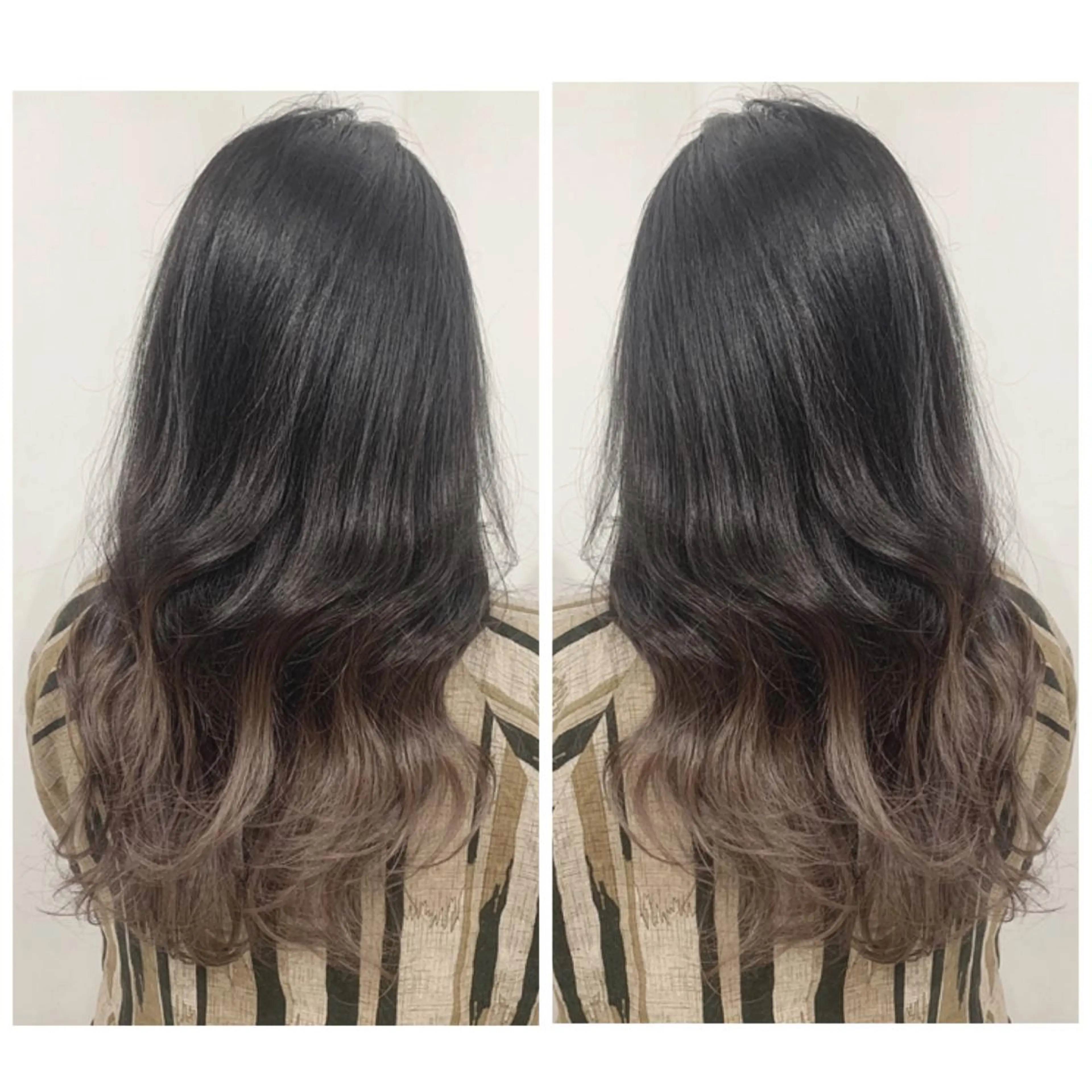 ロング カラー アッシュ バレイヤージュ ブリーチ デザインカラー グレージュ カット ヘアカラー 京都大人女性ショート 徒歩1分/秋山のヘアスタイル