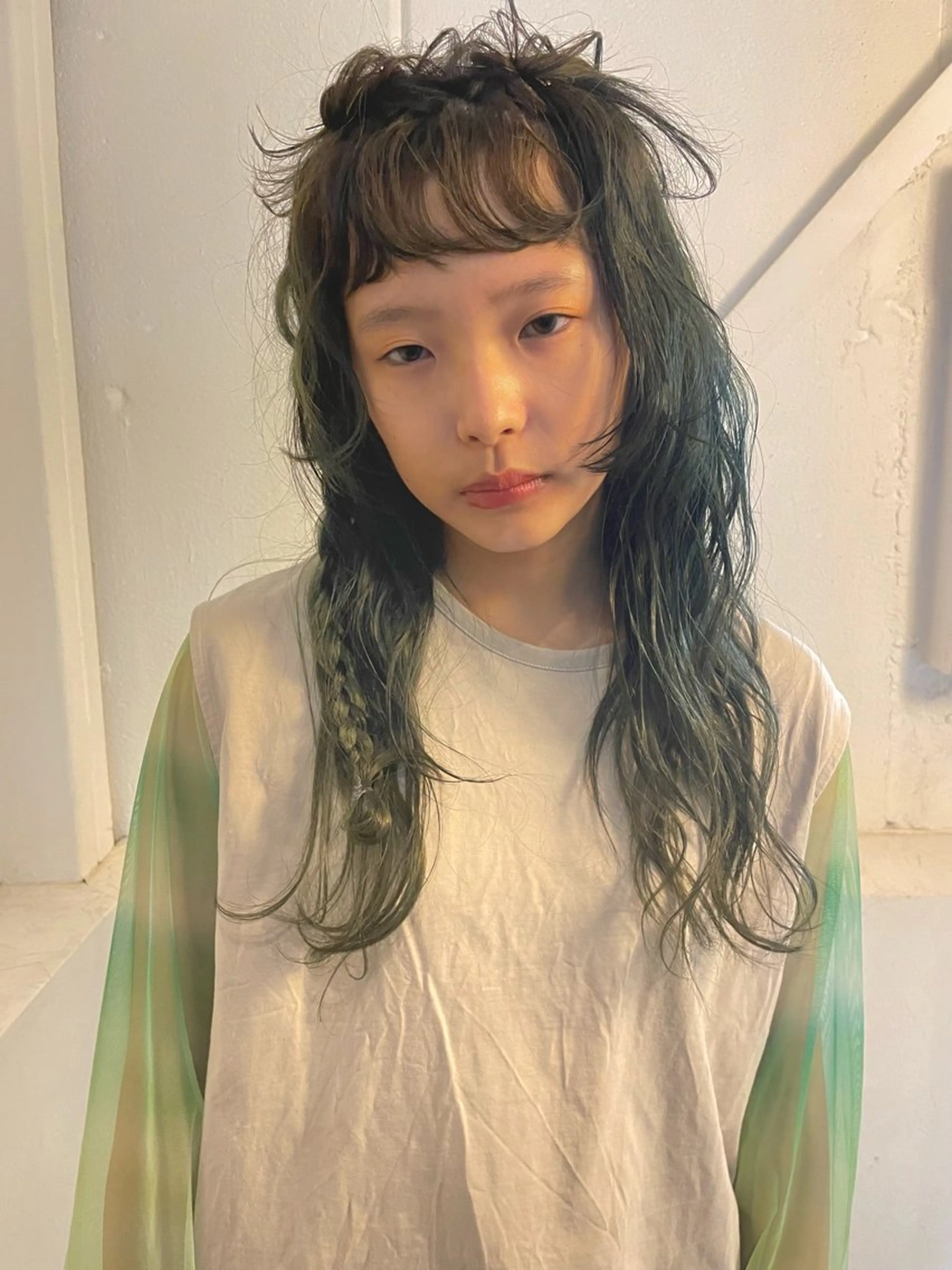 ロング カラー カット ヘアカラー トリートメント 森貴裕/ベージュ/ パーマ/オリーブのヘアスタイル