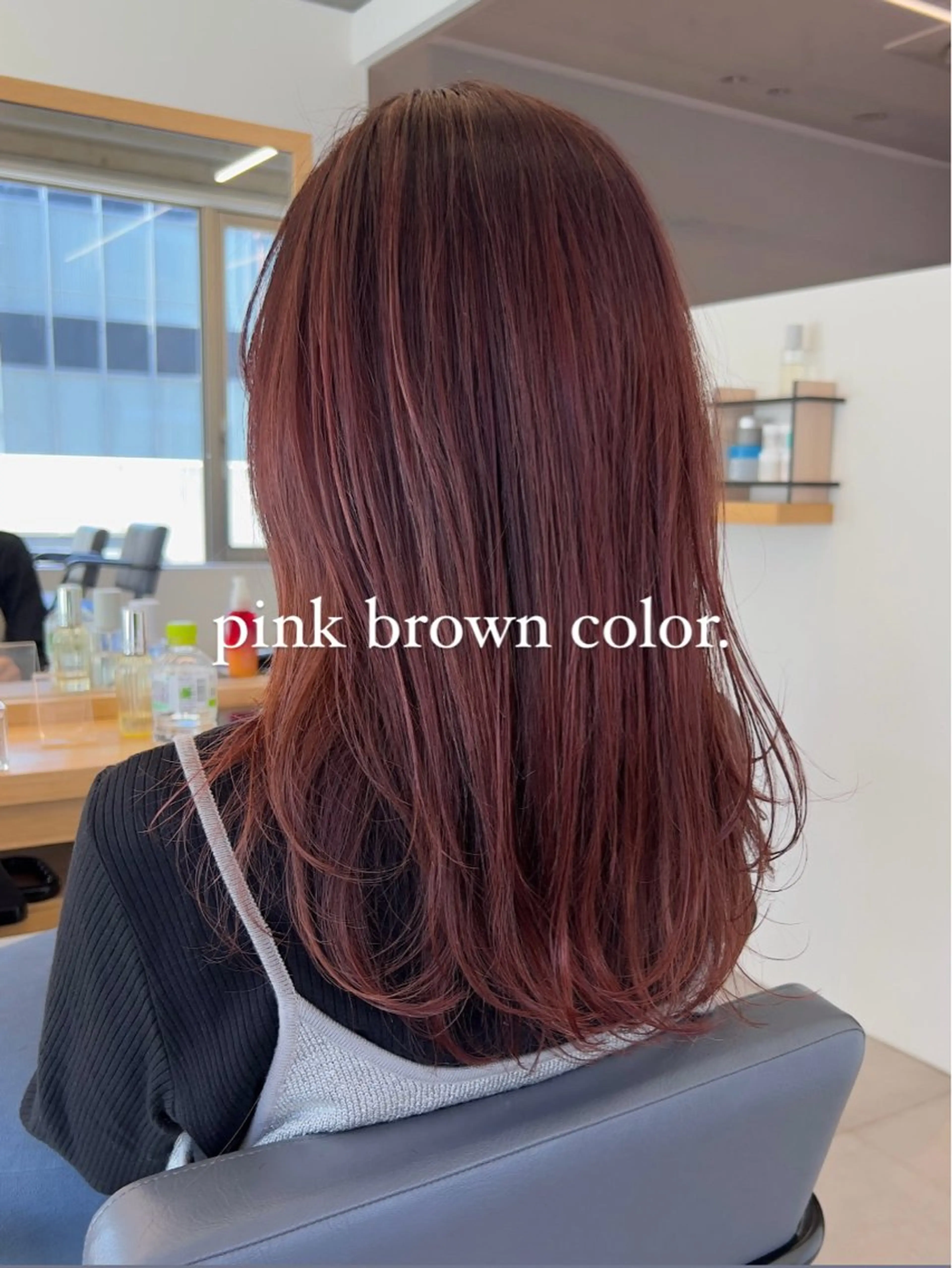 セミロング カラー ブラウンカラー ピンクカラー ピンクブラウン ヘアカラー トリートメント タナカ マヤ/金沢八景のヘアスタイル