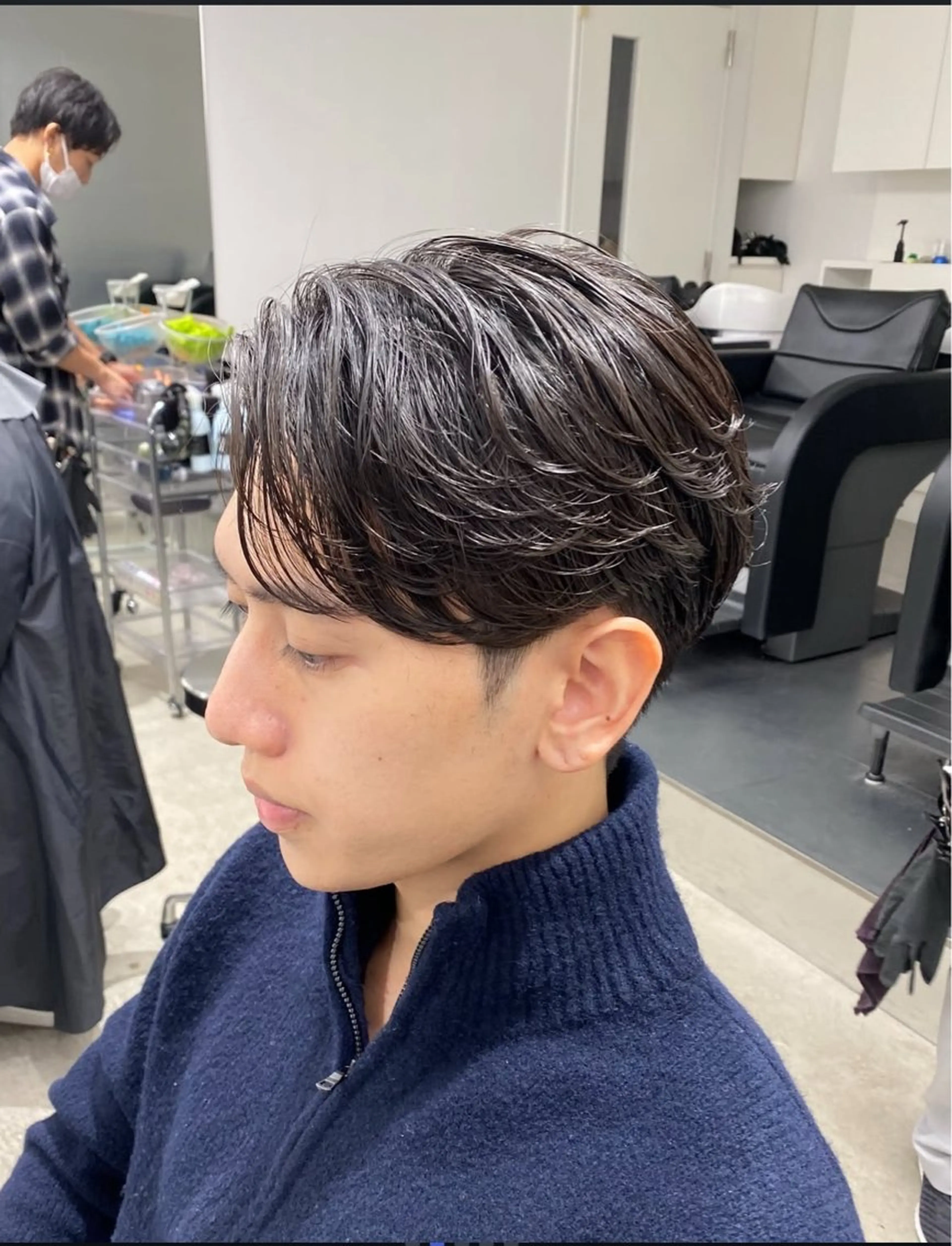 ショート カラー パーマ メンズ キッズ メンズパーマ ニュアンスパーマ 栄💗メンズパーマ｜ ハイトーン｜haruのヘアスタイル