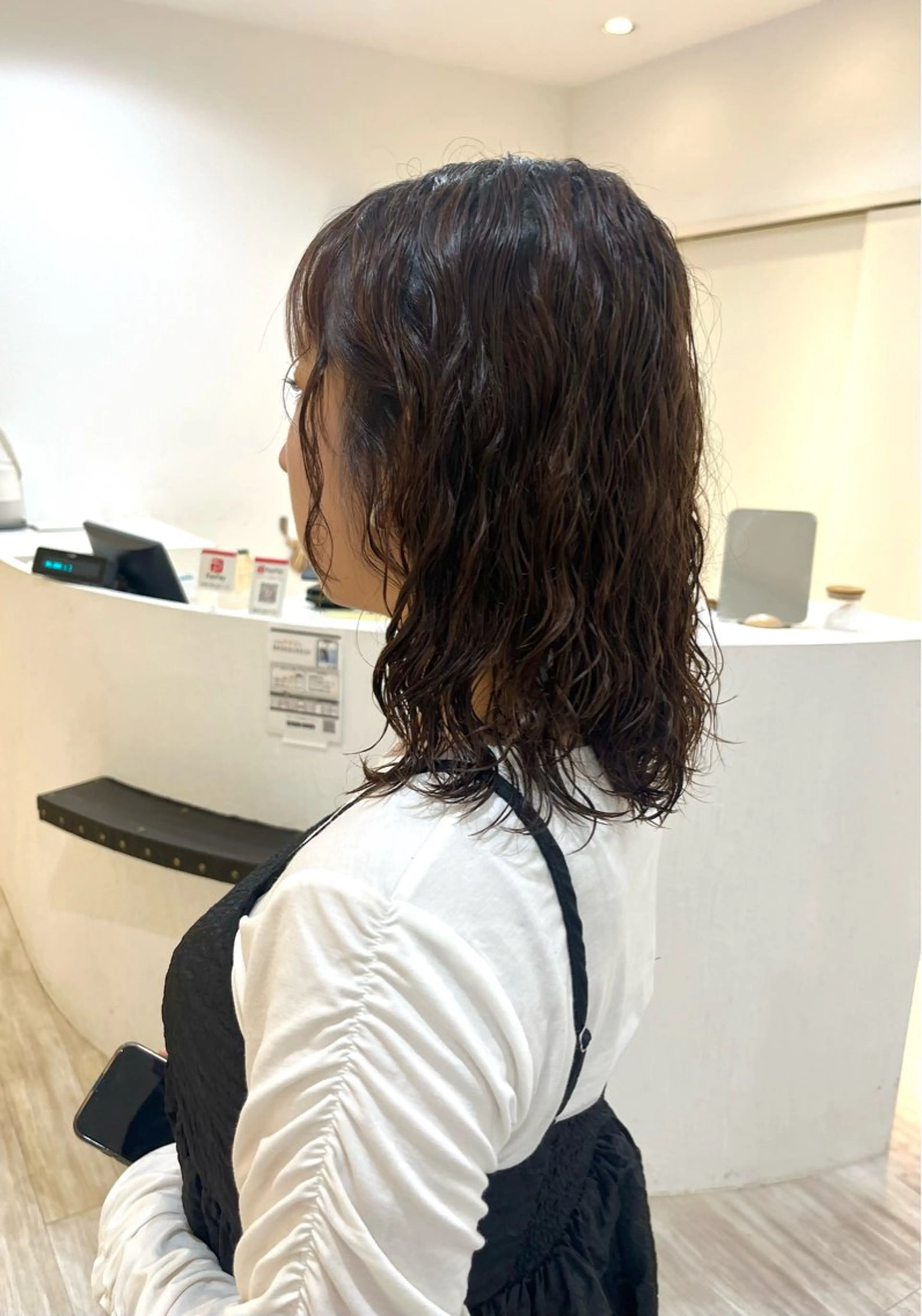 ミディアム パーマ カット パーマ トリートメント つぼみ/パーマ ／レイヤー／ボブのヘアスタイル