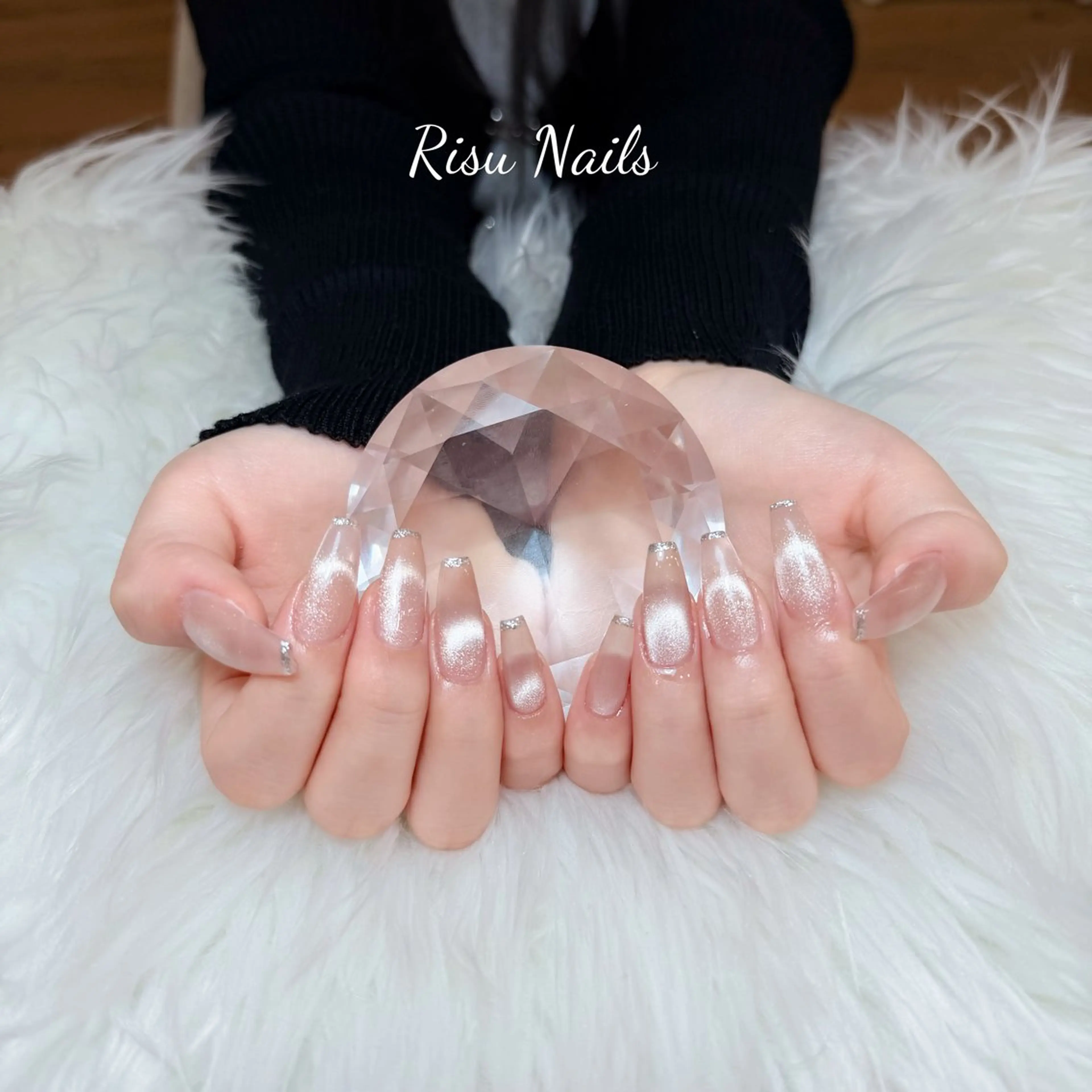 ネイル アートネイル 長さ出し グラデーション マグネットネイル ニュアンスネイル ハンドネイル Risu Nails Salon 代々木所属・リス ネイルのネイルデザイン