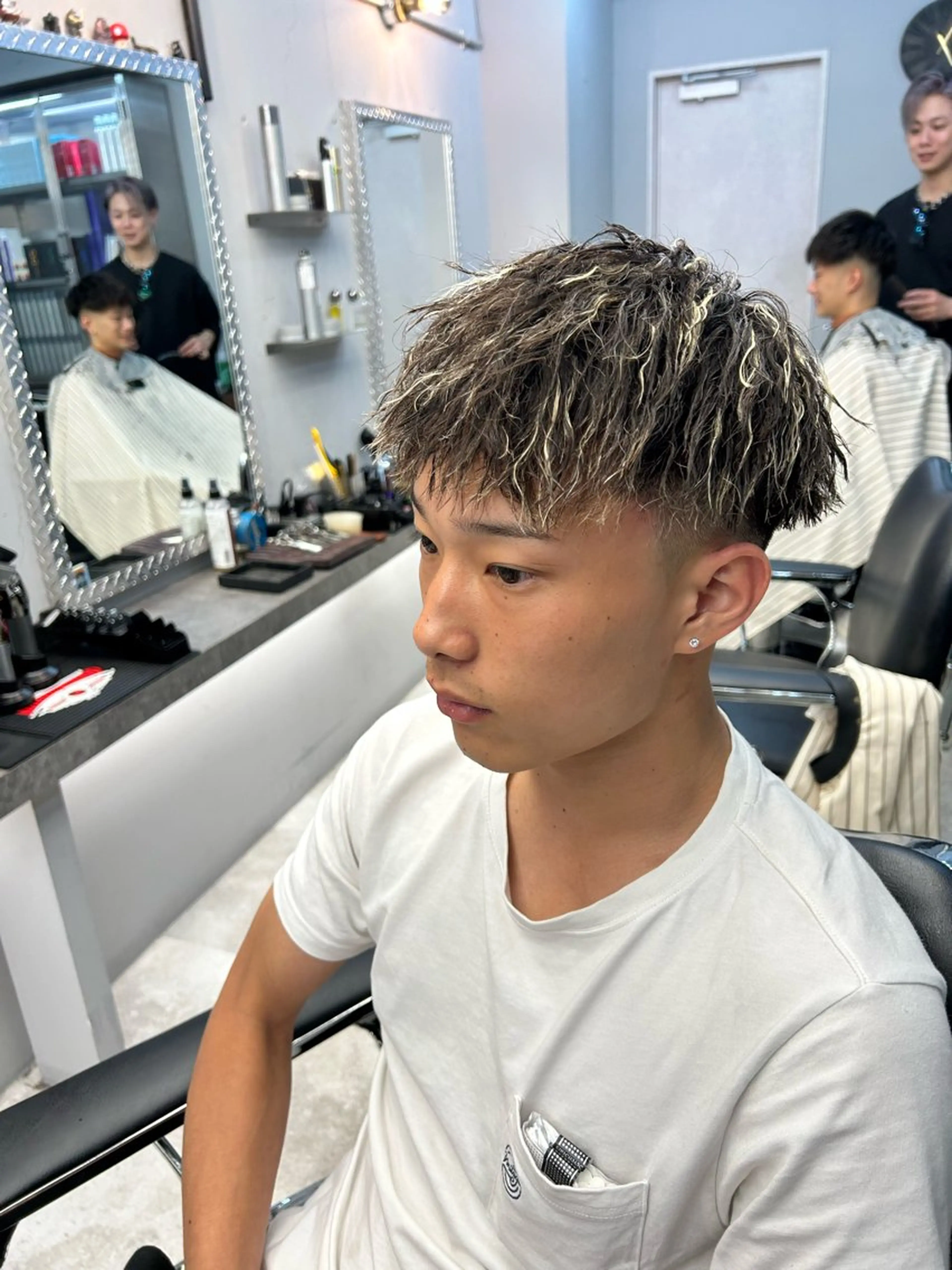 ショート メンズ フェードカット メンズパーマ barber shop 刈部倶楽舞所属・難波/メンズパーマ /フェード/河本かほのヘアスタイル