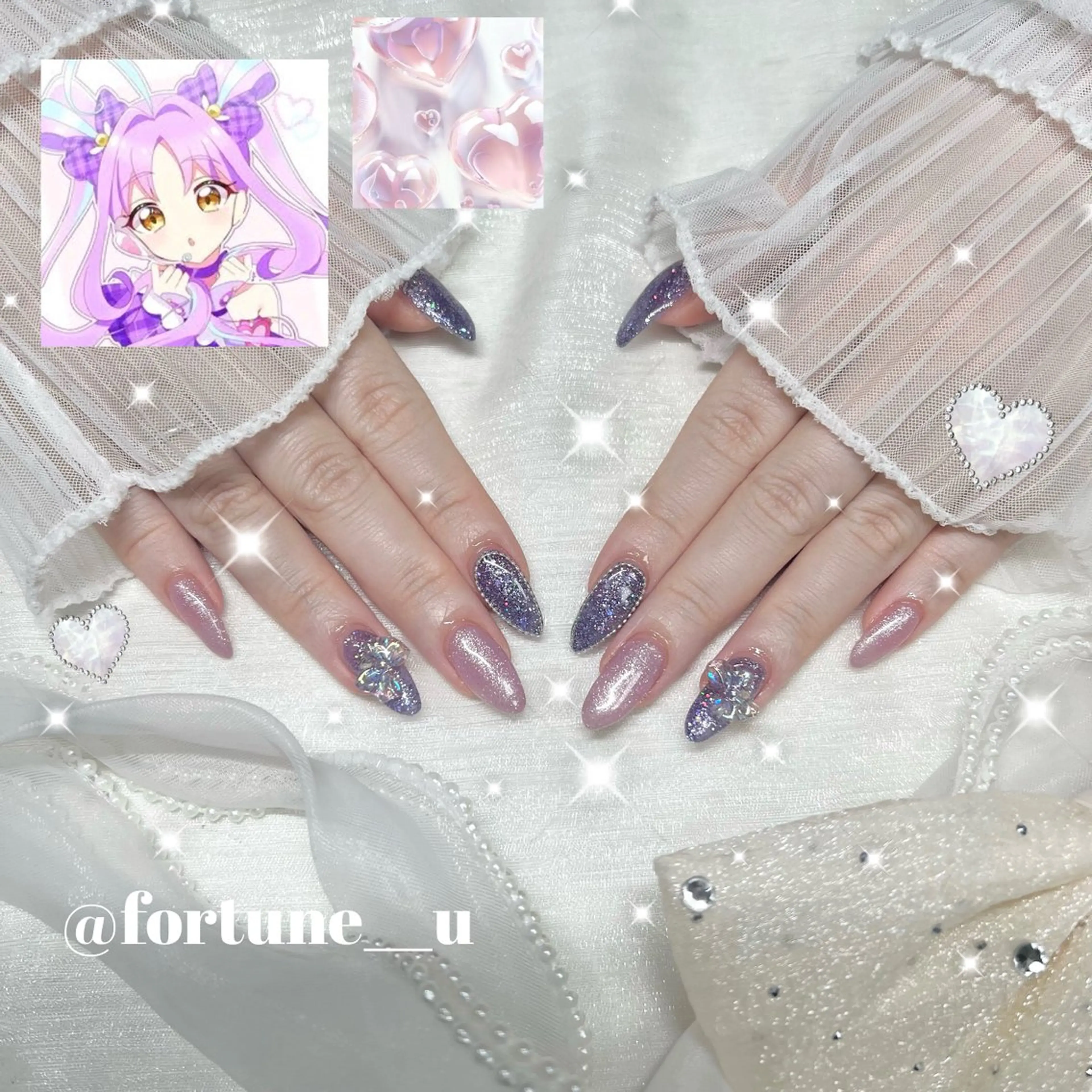 ネイル ガーリー 韓国ネイル 水色 オフィスネイル シンプルネイル ハンドネイル 💜 Yuuna💜のネイルデザイン