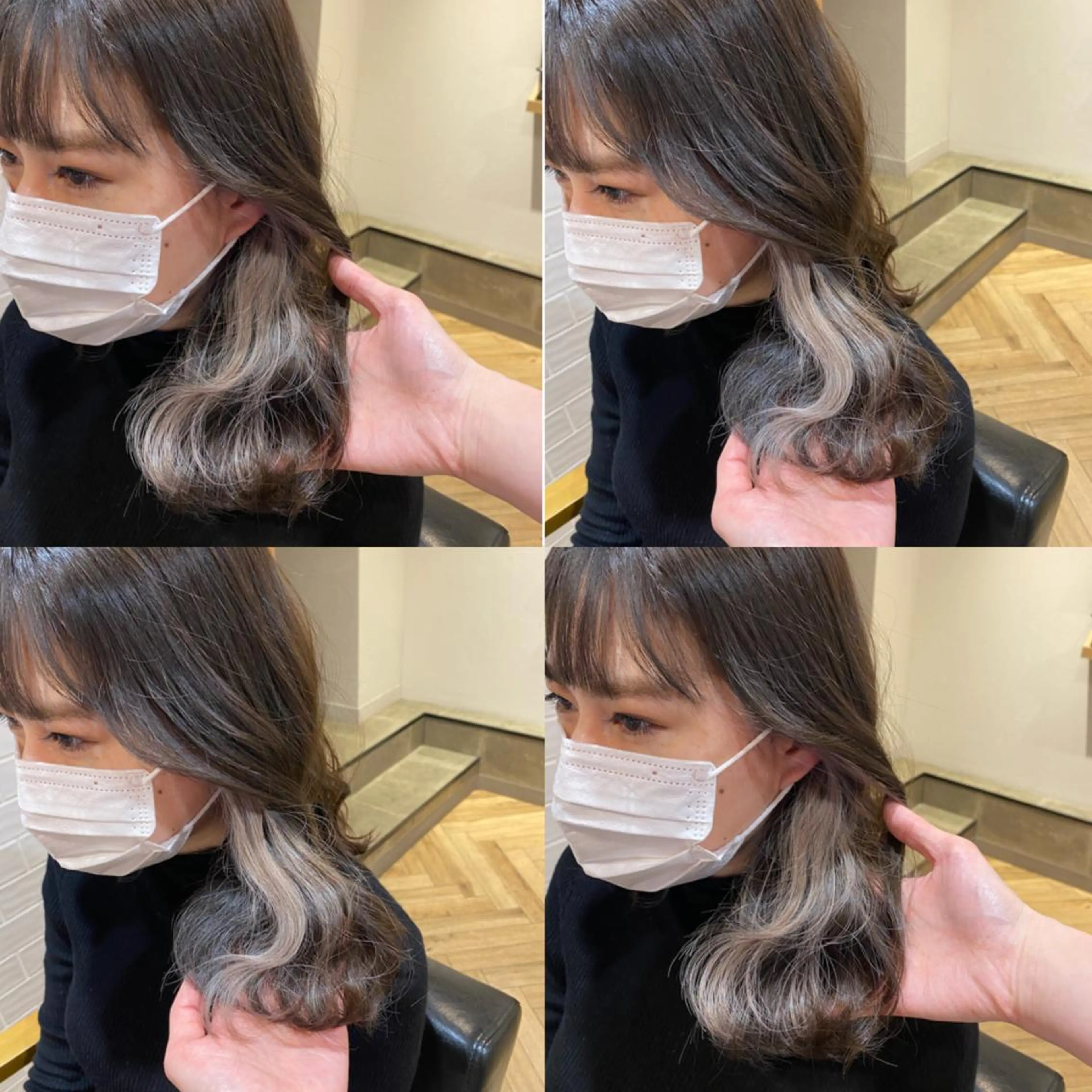 セミロング カラー ベージュカラー ブリーチ ホワイトベージュ 艶カラー/韓国顔周り 🎀mamiのヘアスタイル