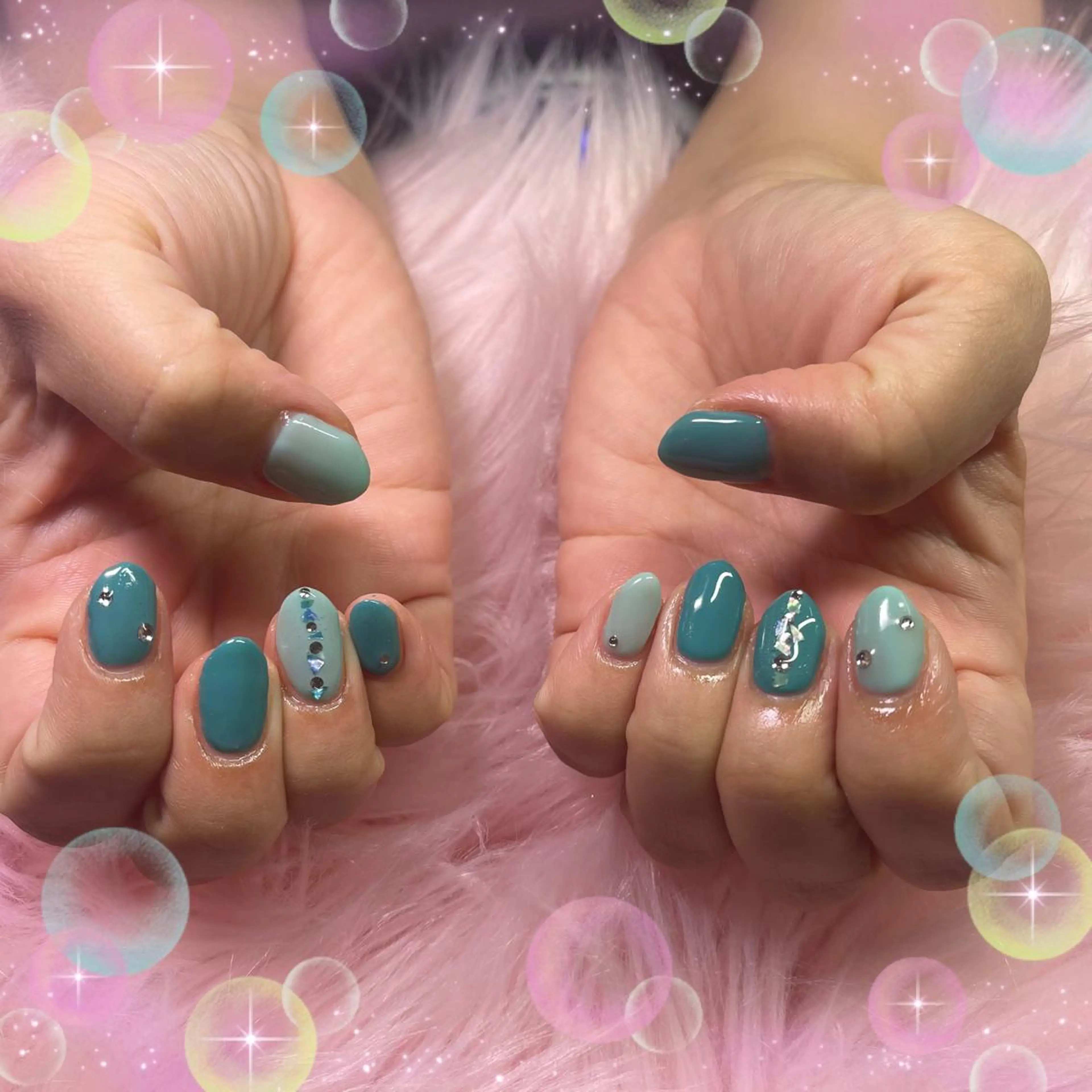 ネイル グリーン ネイルサロンキュアイスト所属・キュアイスト アコパラジェル調布のネイルデザイン