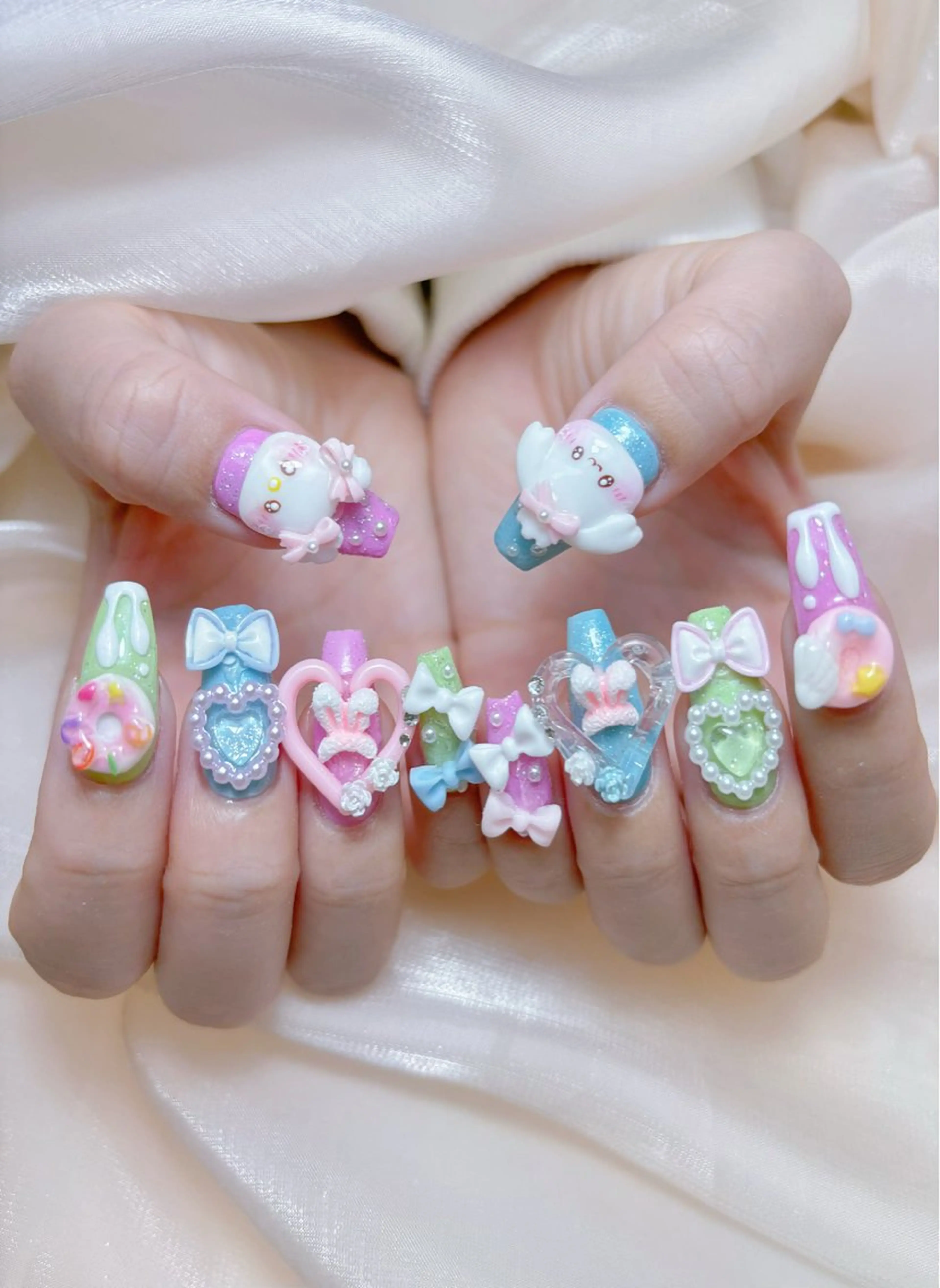 ネイル ハート 韓国ネイル 夏ネイル ワンホンネイル ハンドネイル Melody Nail所属・Melody  3D/スカルプ専門店のネイルデザイン