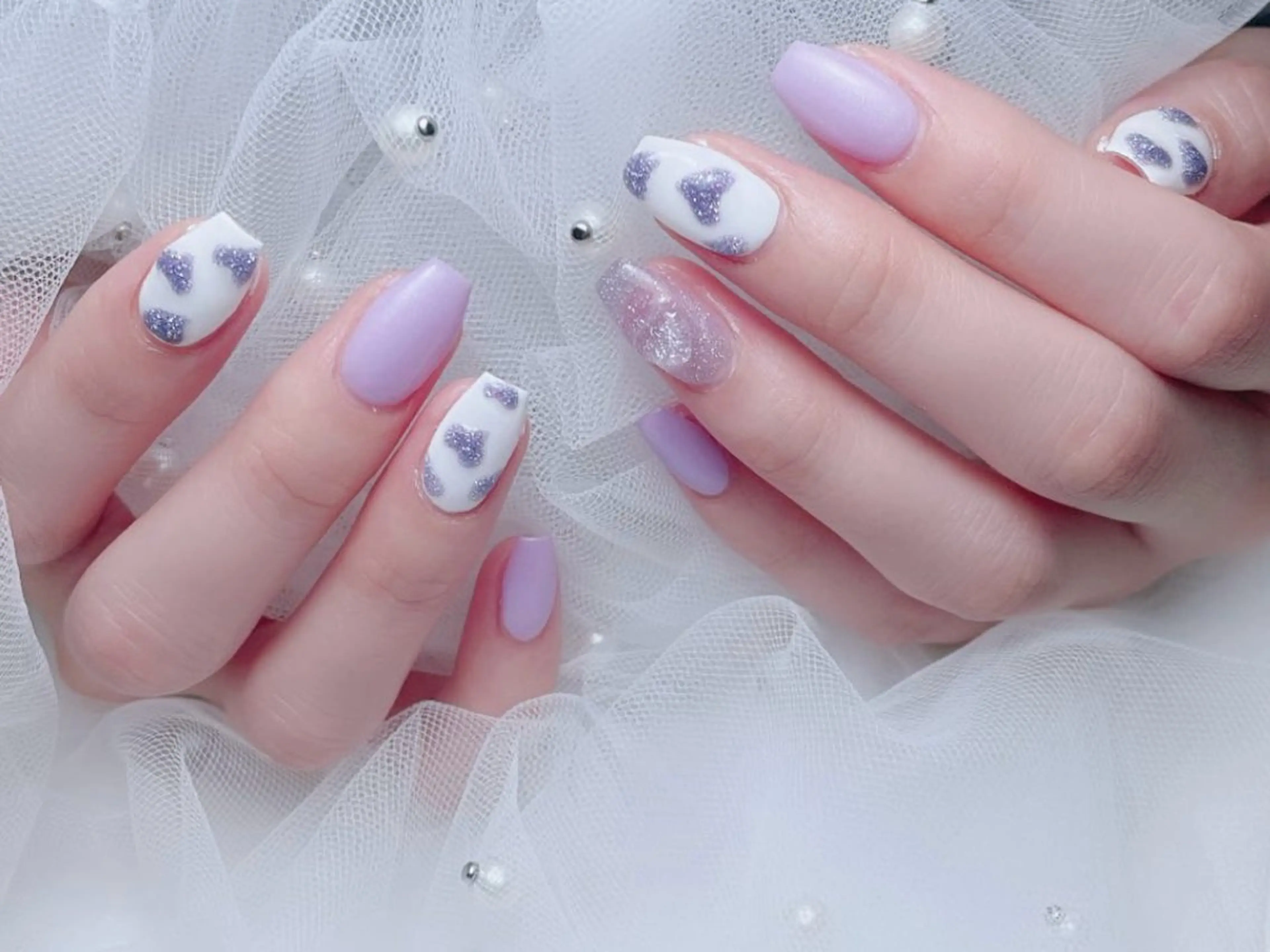 ネイル フレンチネイル ジェルネイル ハート 韓国ネイル マグネットネイル ハンドネイル ネイルサロン lotusのネイルデザイン