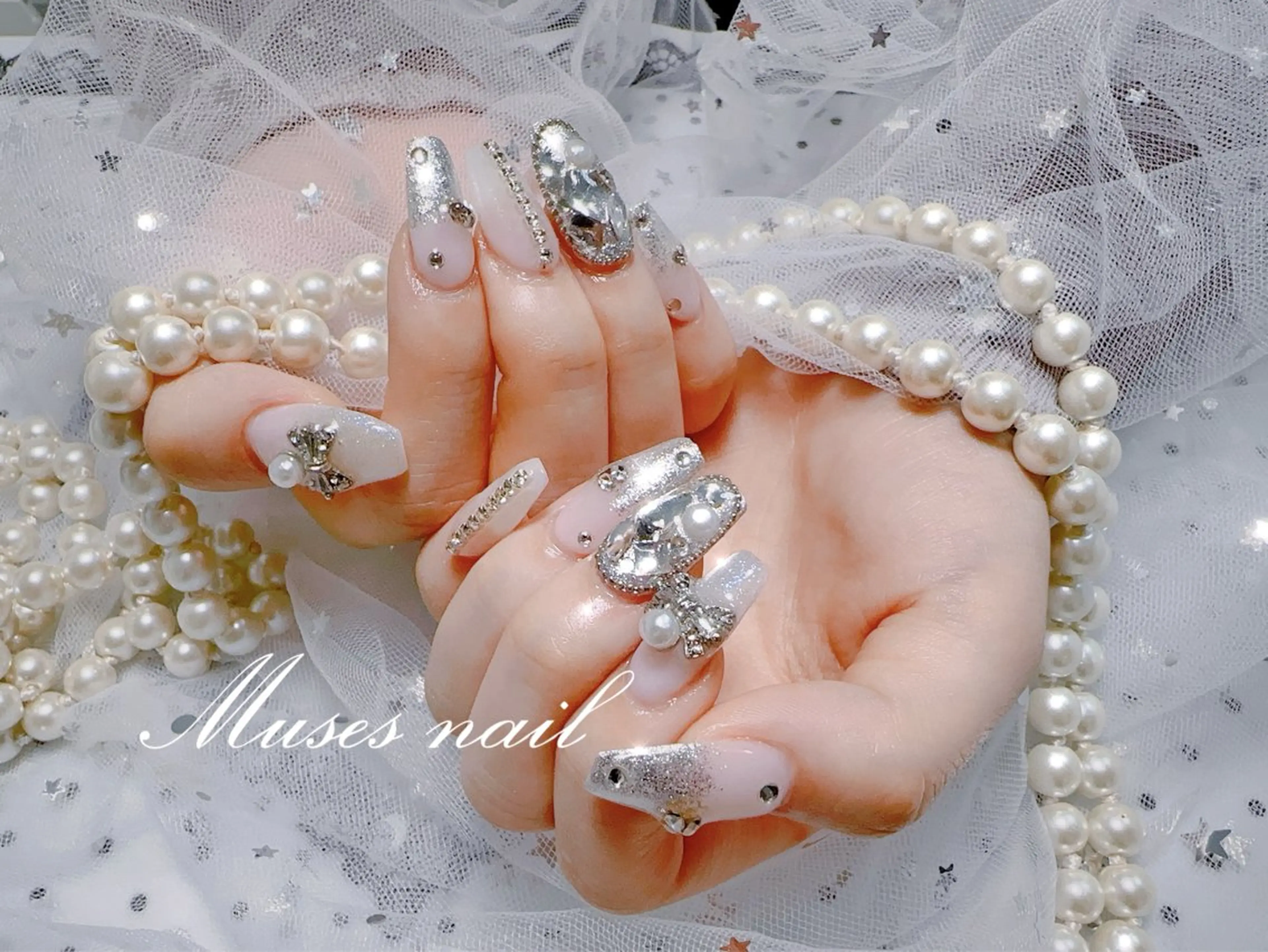 ネイル オーロラネイル チークネイル 長さ出し フレンチネイル ジェルネイル MUSES  NAIL  SALON所属・MUSES ネイルのネイルデザイン