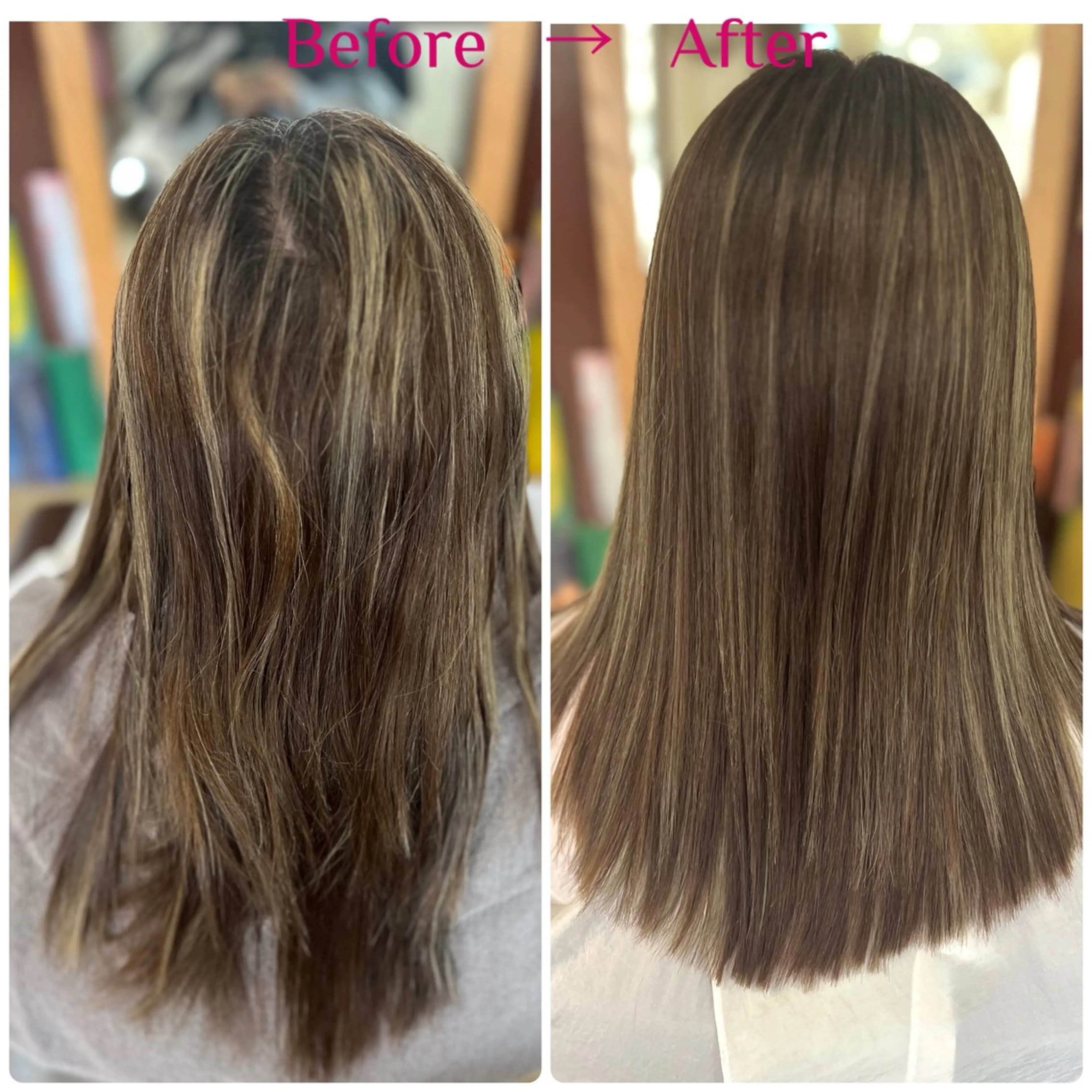 セミロング カラー ブリーチ 酸性ストレート 縮毛矯正 Style Tのヘアスタイル