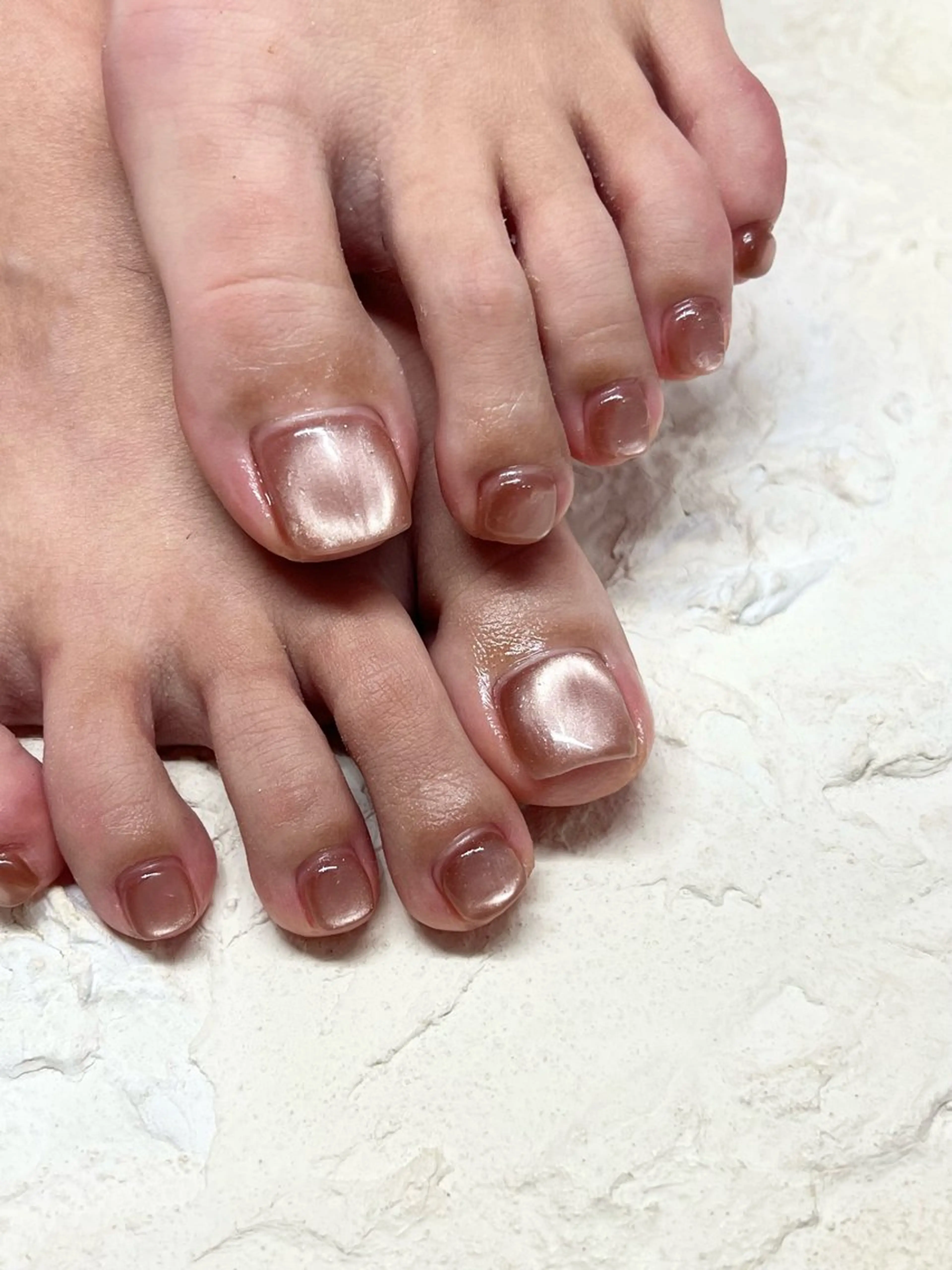 ネイル フットネイル ジェルネイル マグネットネイル ニュアンスネイル ワンカラーネイル フットネイル Bana_ Nailのネイルデザイン