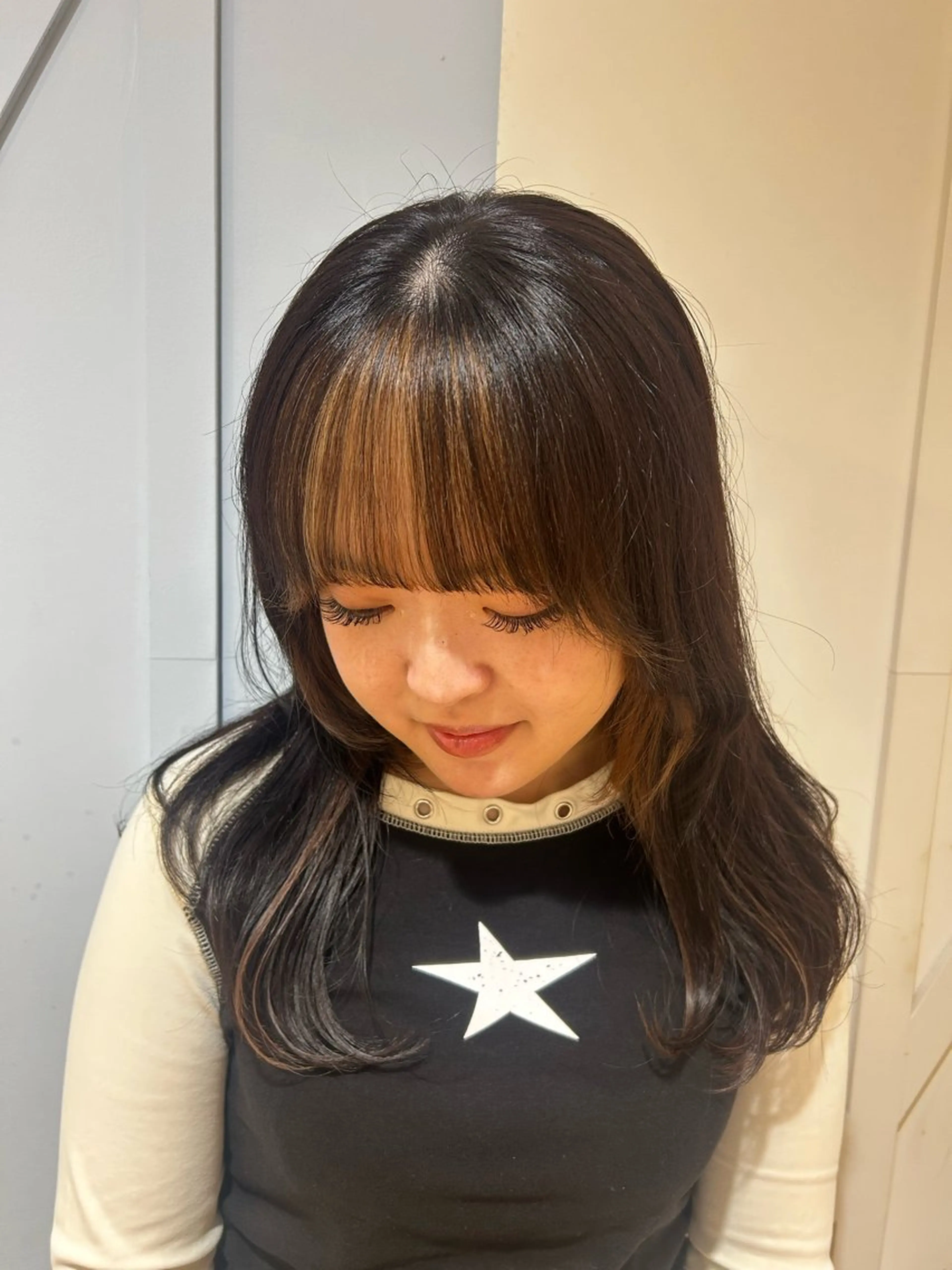 セミロング カラー ミストバング  フェイスフレーミング ヘアカラー トリートメント 大川 夏実のヘアスタイル