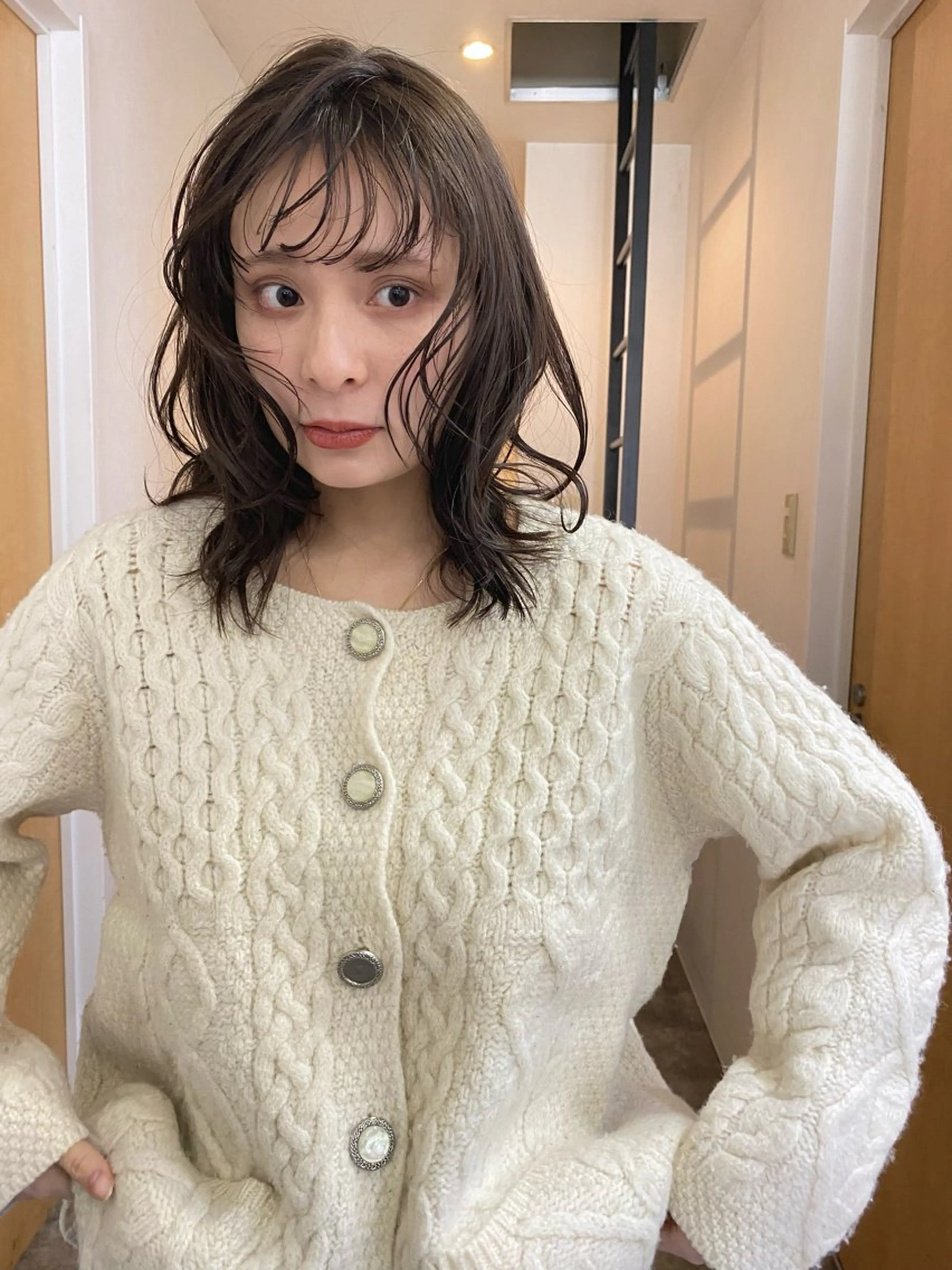 セミロング パーマ セミロングパーマ ニュアンスパーマ 森貴裕/ベージュ/ パーマ/オリーブのヘアスタイル