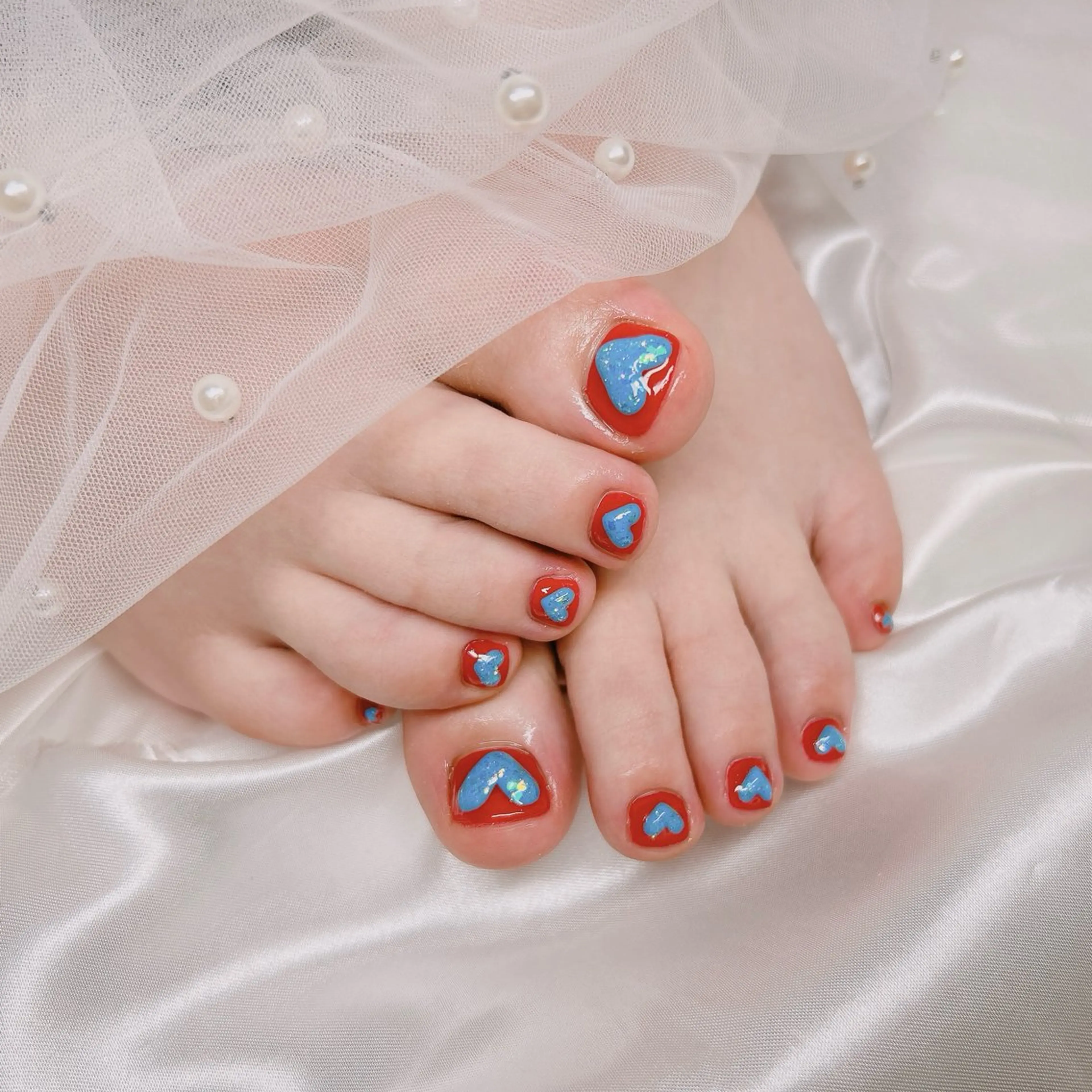 ネイル フットネイル ハート フットネイル junna のぞいてねのネイルデザイン