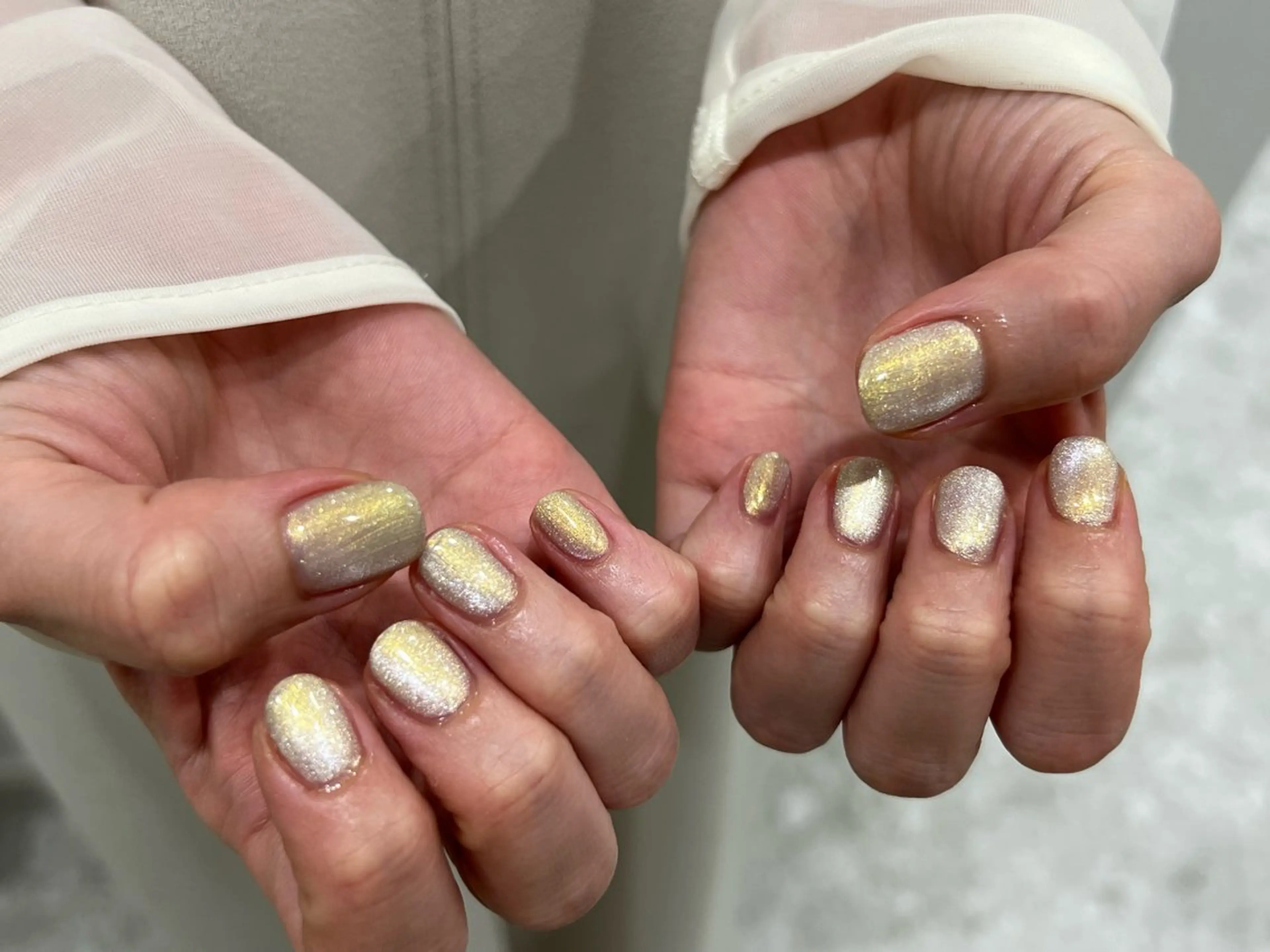 ネイル ゴールド マグネットネイル マグネットワンカラー ワンカラーネイル シルバー J.O.NAILS所属・📍銀座 💅🏼yuriのネイルデザイン