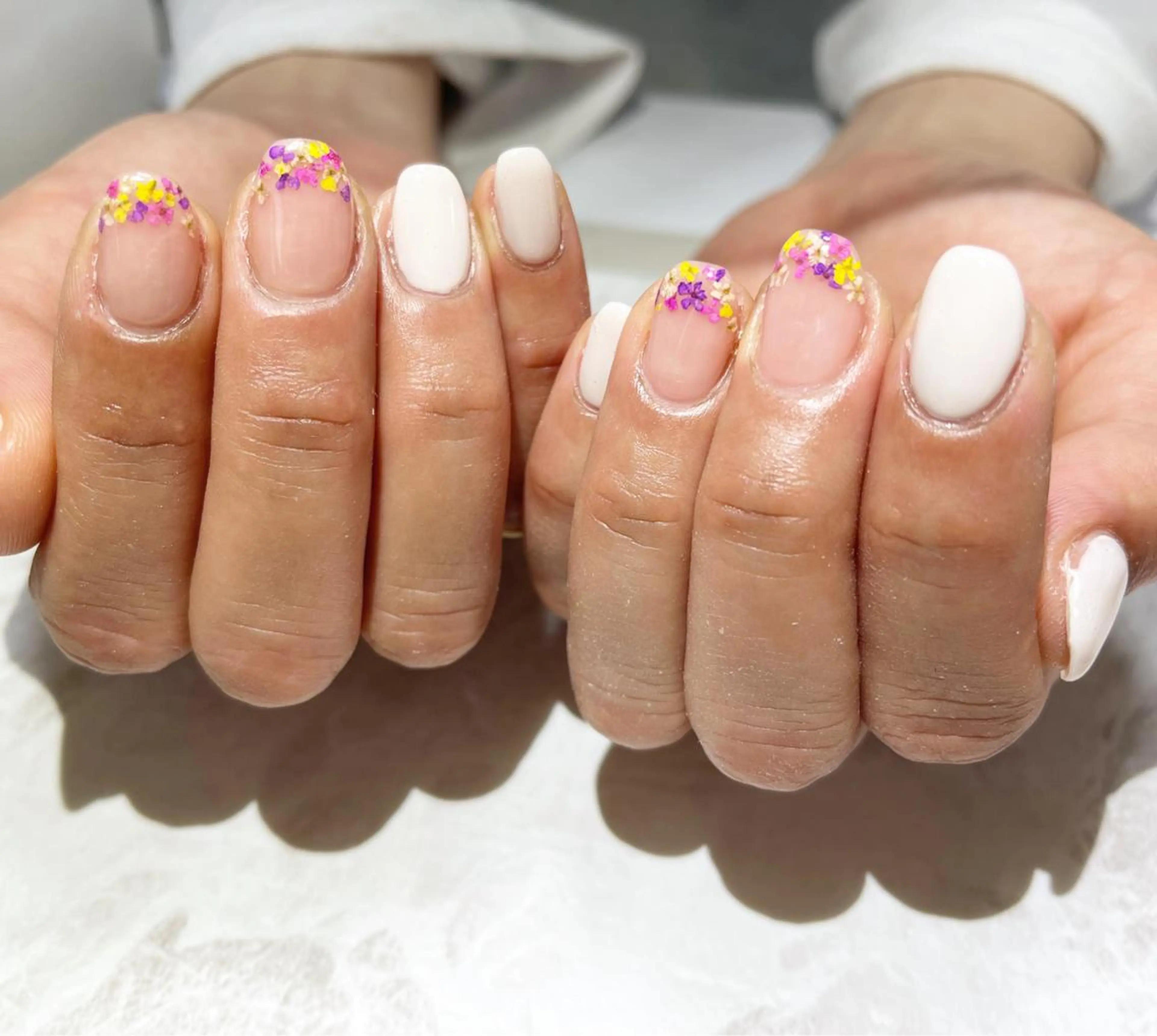 ネイル フットネイル フレンチネイル ニュアンスネイル シンプルネイル 春ネイル ハンドネイル ネイル フフラ所属・nail fufla ♡yamane♡のネイルデザイン