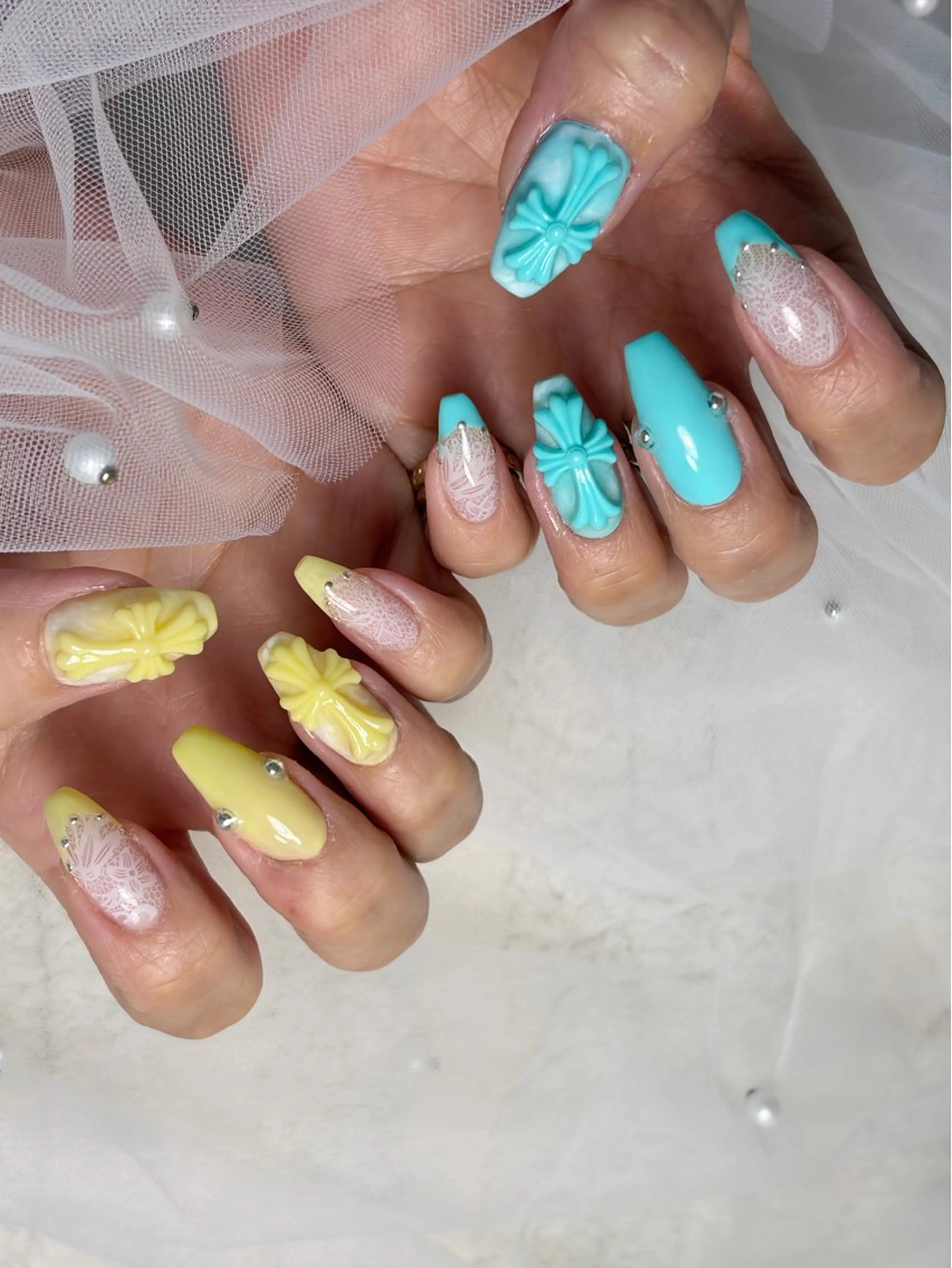 ネイル レース ハンドネイル Nailsalon E's cafeのネイルデザイン