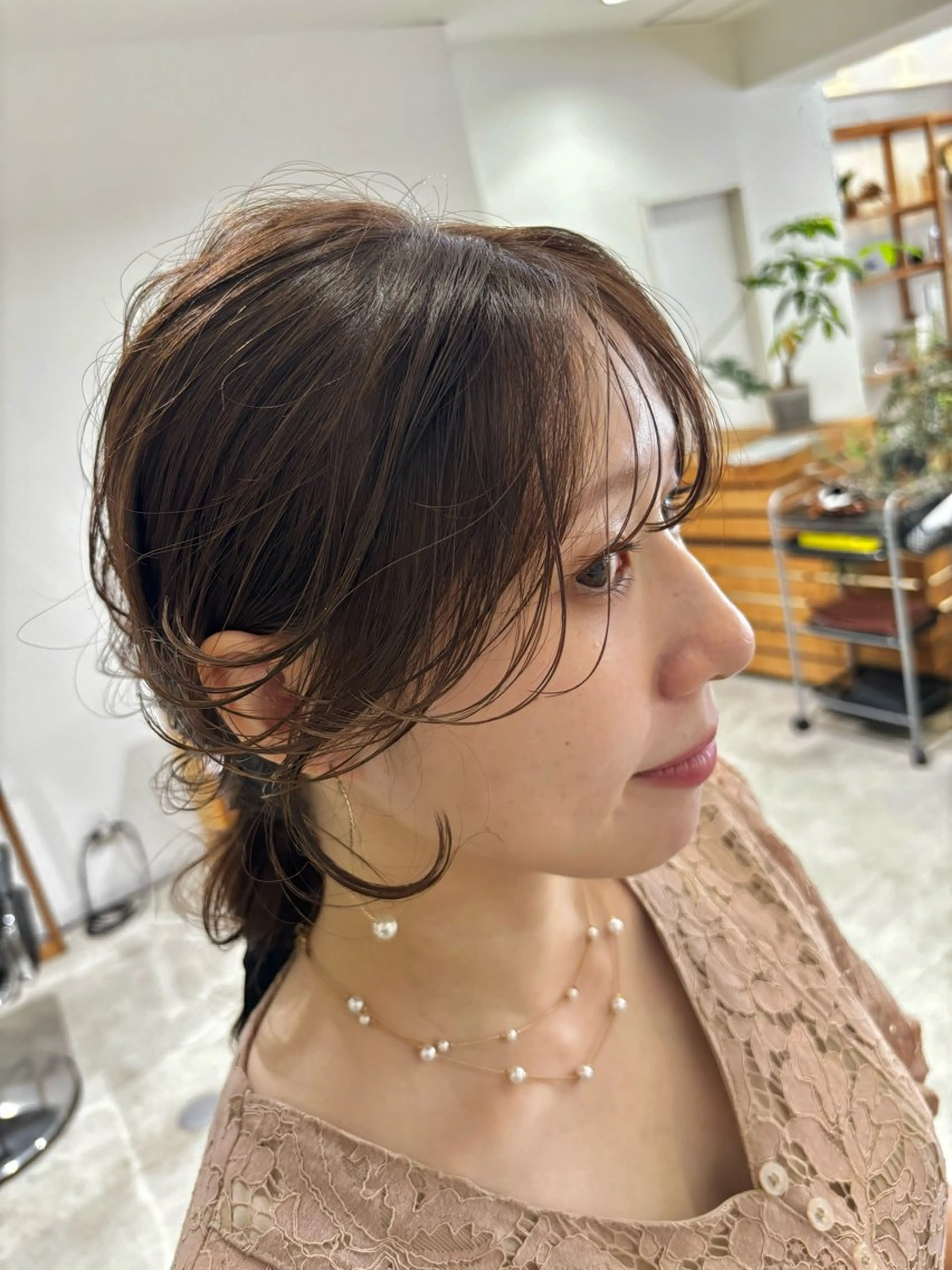 セミロング ヘアアレンジ ヘアセット hoNua. 栄/透明感カラーのヘアスタイル