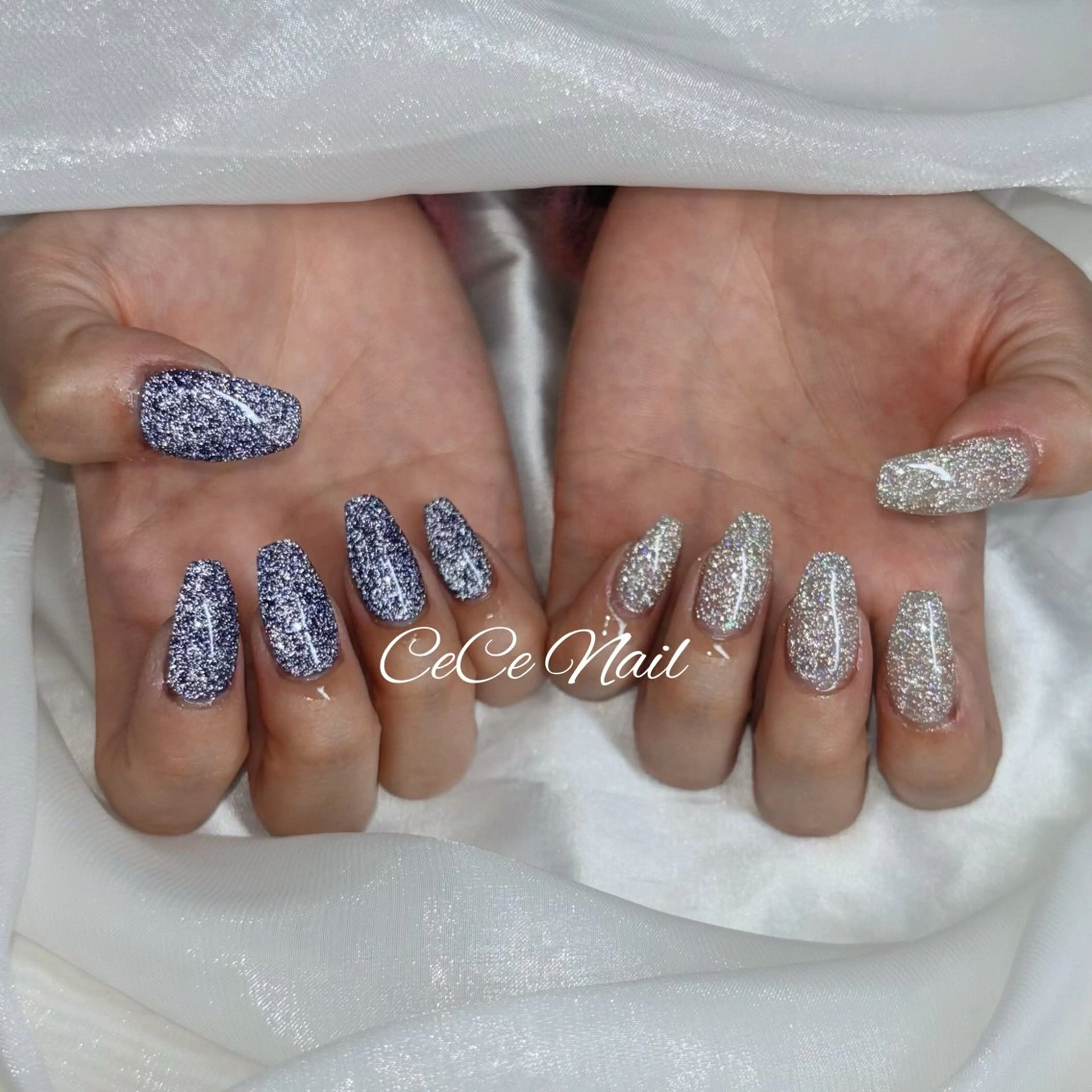 ネイル オーロラネイル 長さ出し フットネイル フレンチネイル ジェルネイル CeCe Garden所属・CeCeGarden ✨️キラキラワンホンのネイルデザイン