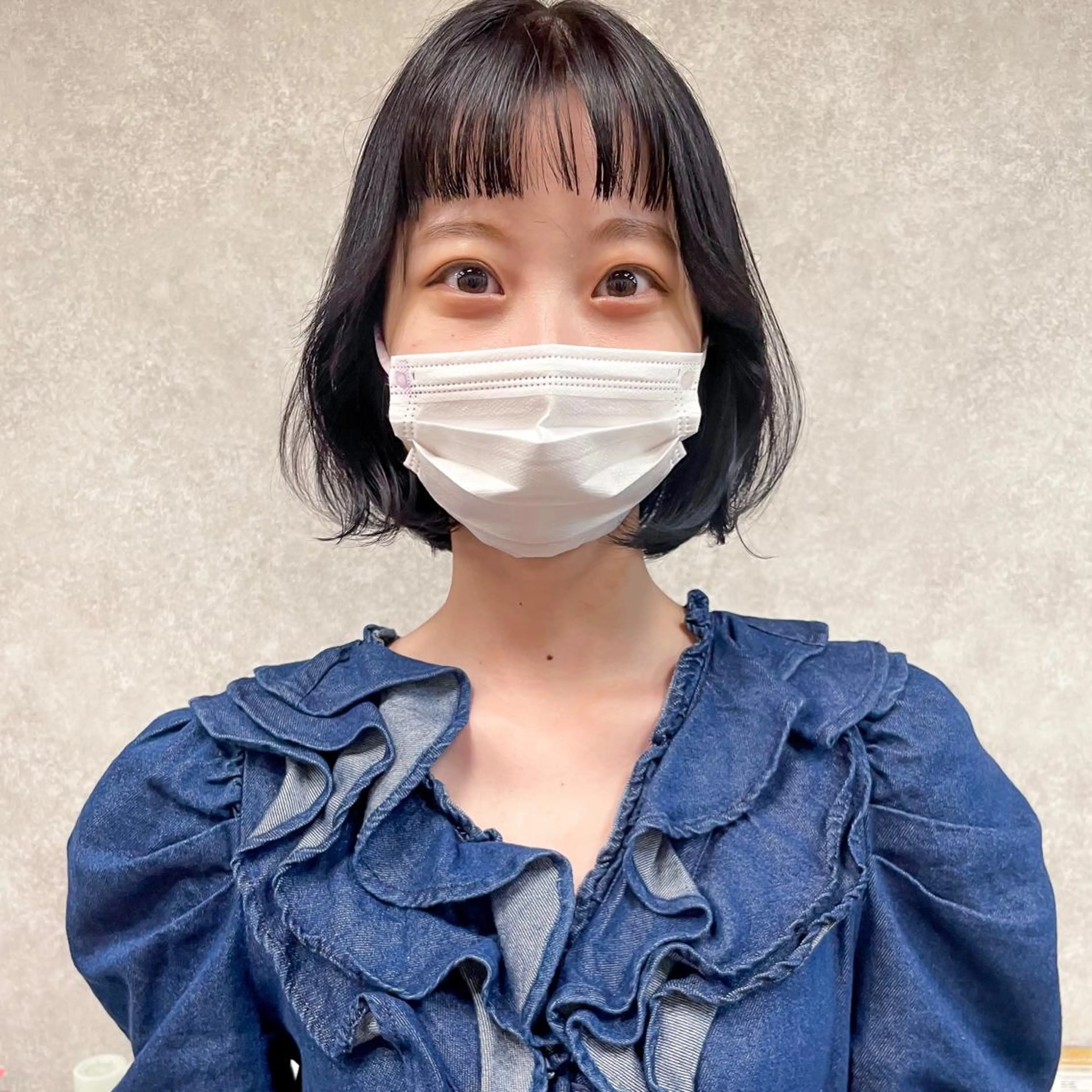 ミディアム カラー 黒髪 ブリーチ ブルーカラー ラベンダーカラー ブリーチなしカラー 高橋 みく/ minim 暖色のヘアスタイル