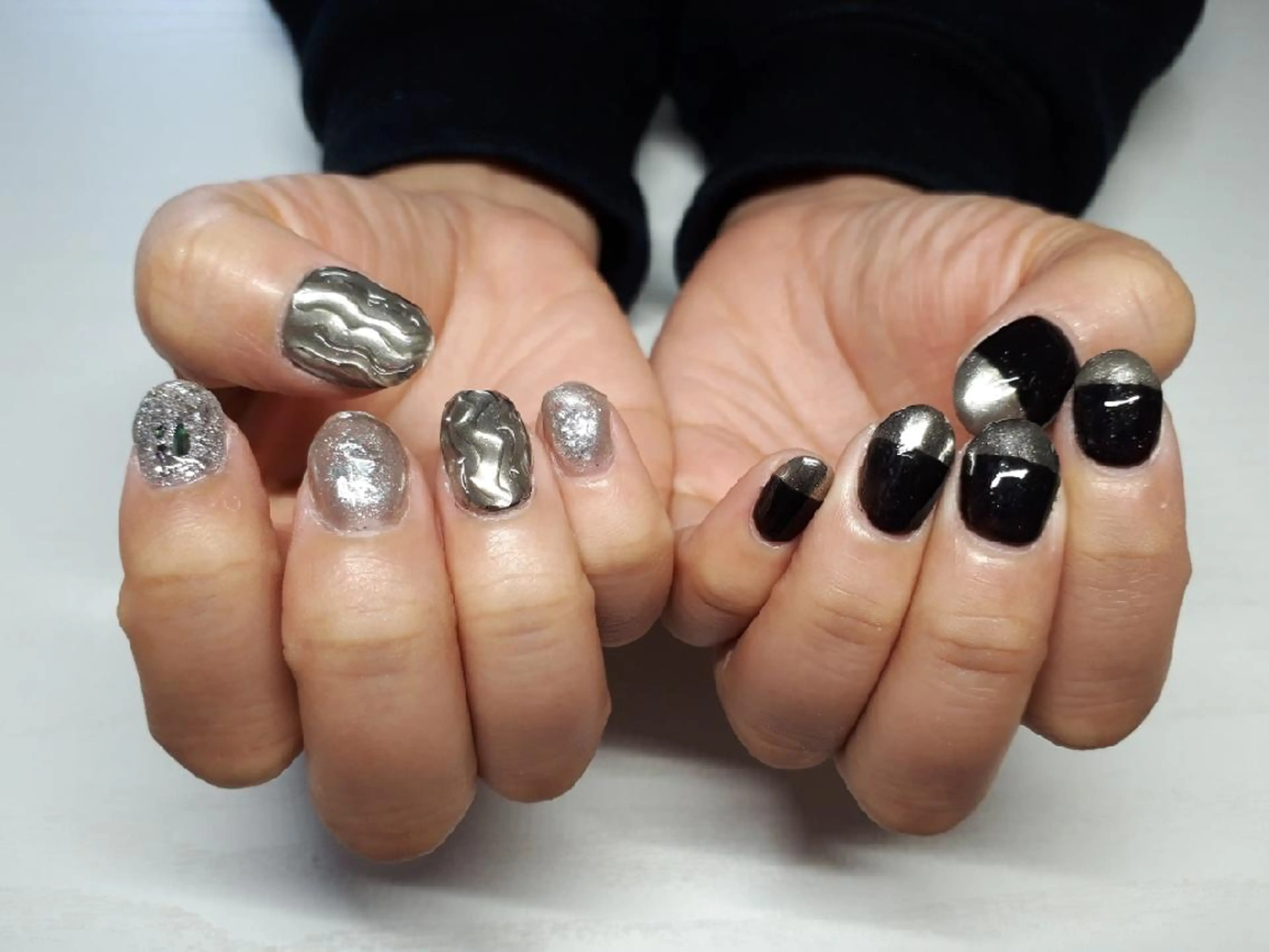 ネイル 成人式 ミラーネイル ひだか あいこのネイルデザイン