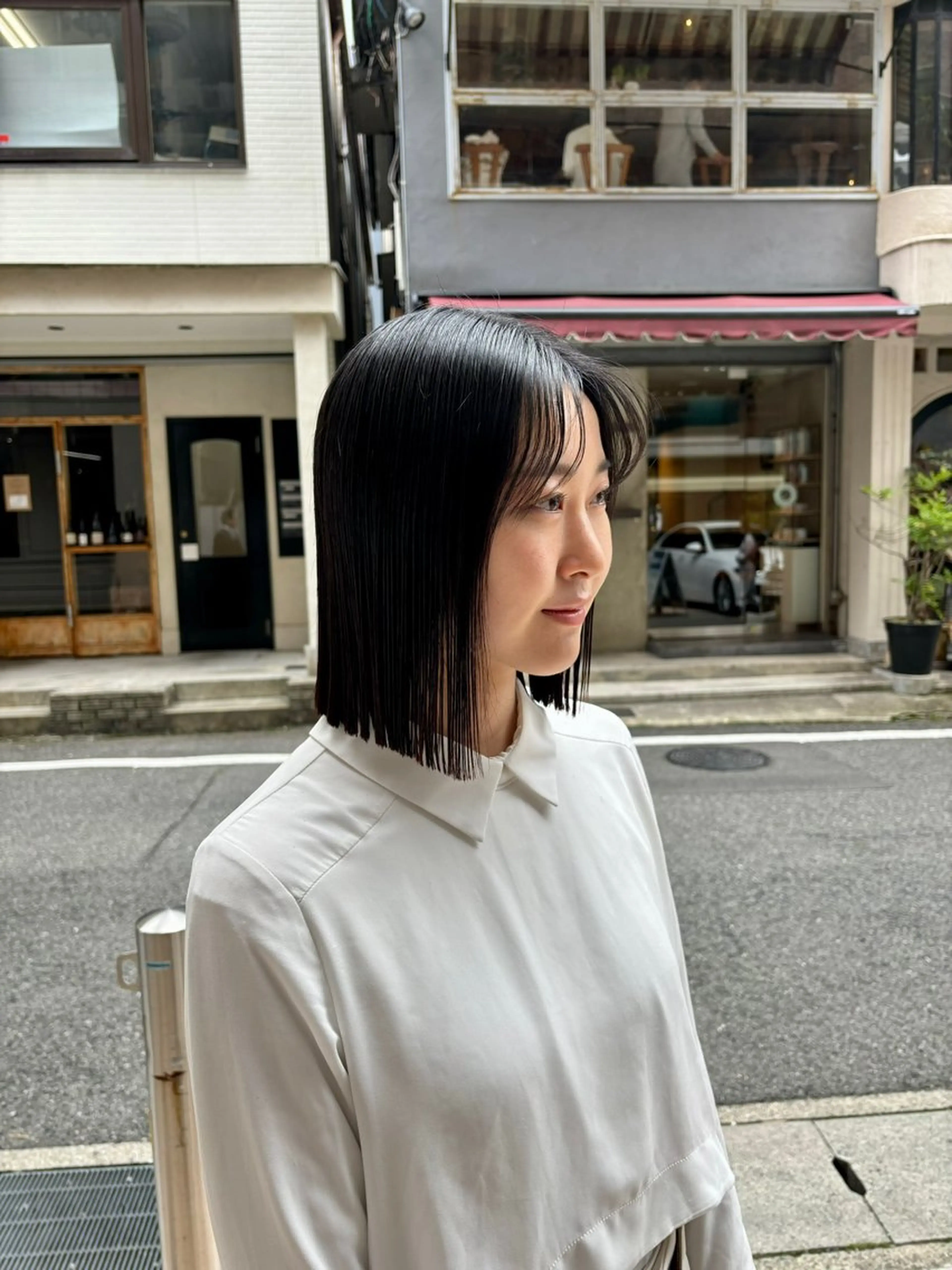 ミディアム 切りっぱなしボブ ボブ 水原波津輝/ボブ /ニュアンスパーマのヘアスタイル