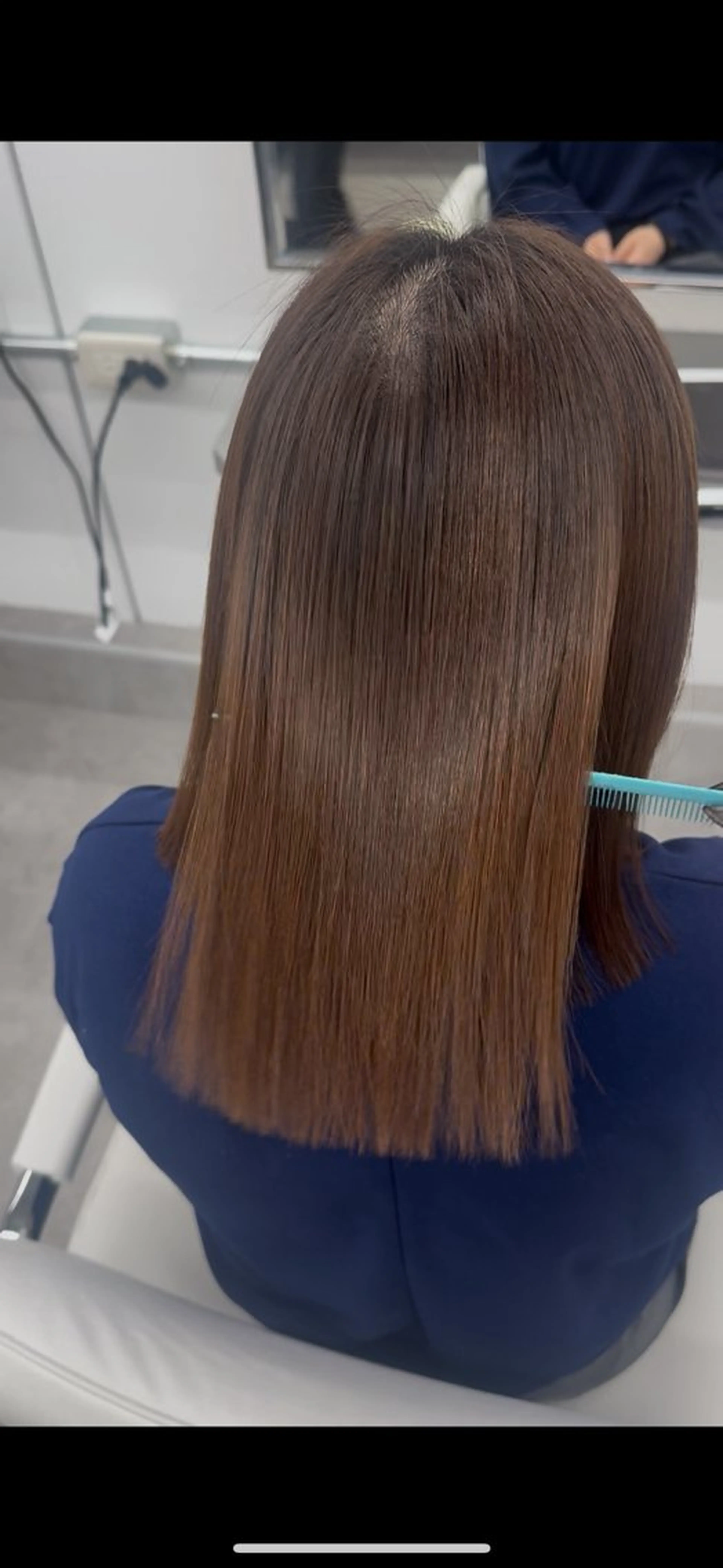 ミディアム パーマ 縮毛矯正 トリートメント カット 縮毛矯正 🕯コバ/レイヤー/ 透明感/縮毛🕯のヘアスタイル