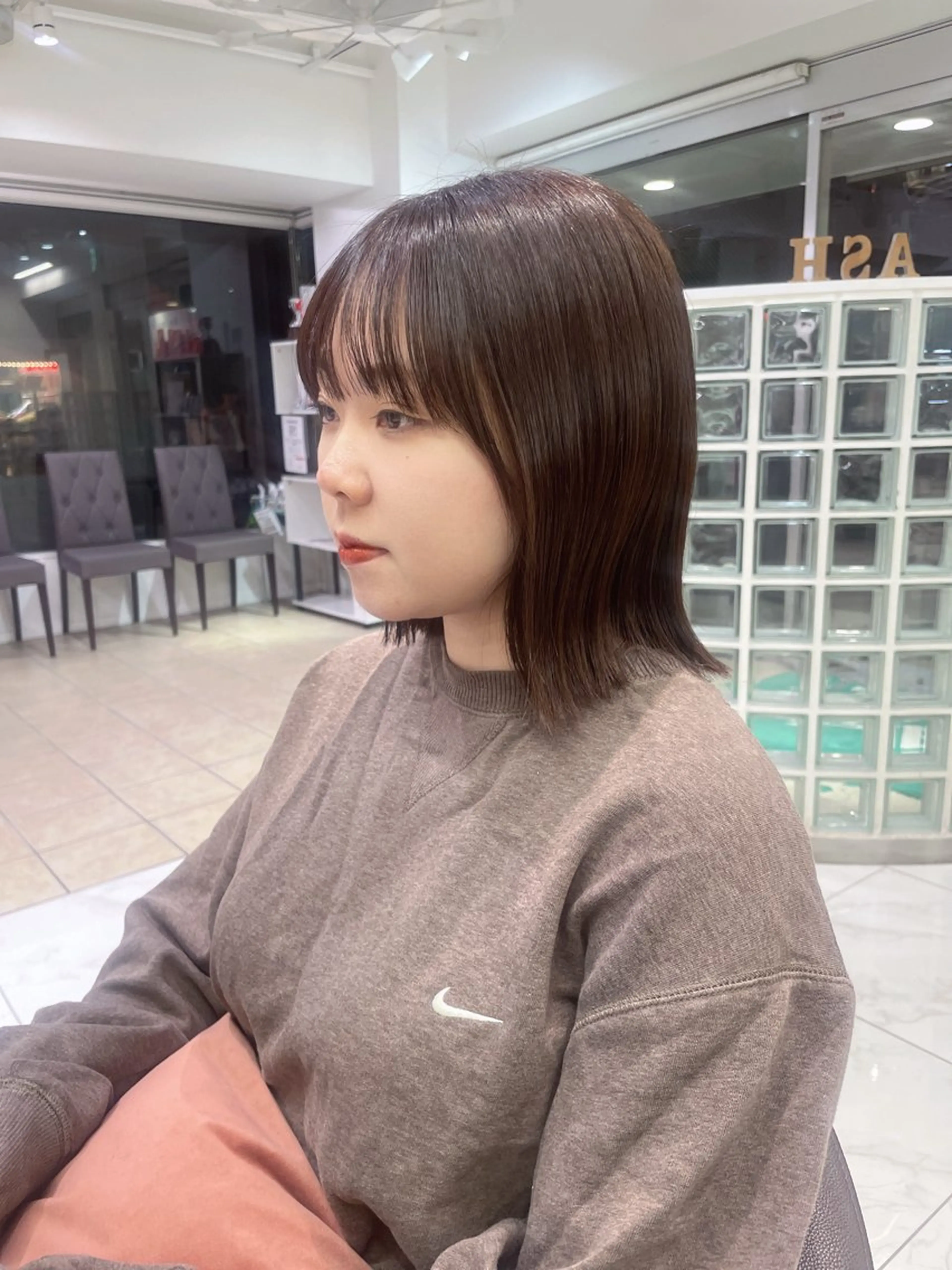 ミディアム カラー パーマ くびれヘア 福島成美/髪質改善 縮毛矯正/カラーのヘアスタイル