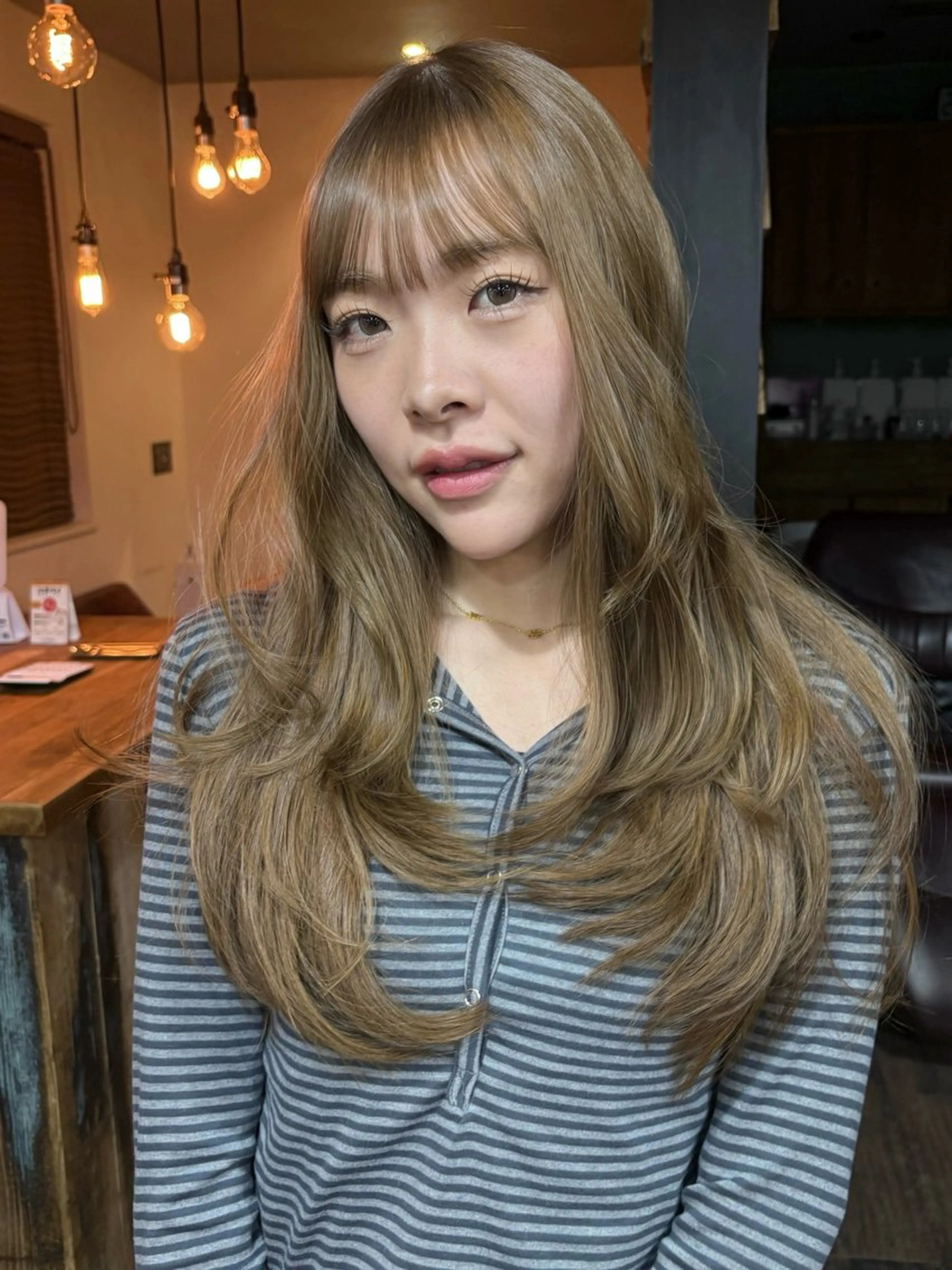 ロング カラー パーマ カット ヘアカラー レイヤー/透明感/ ブリーチなし/わかなのヘアスタイル