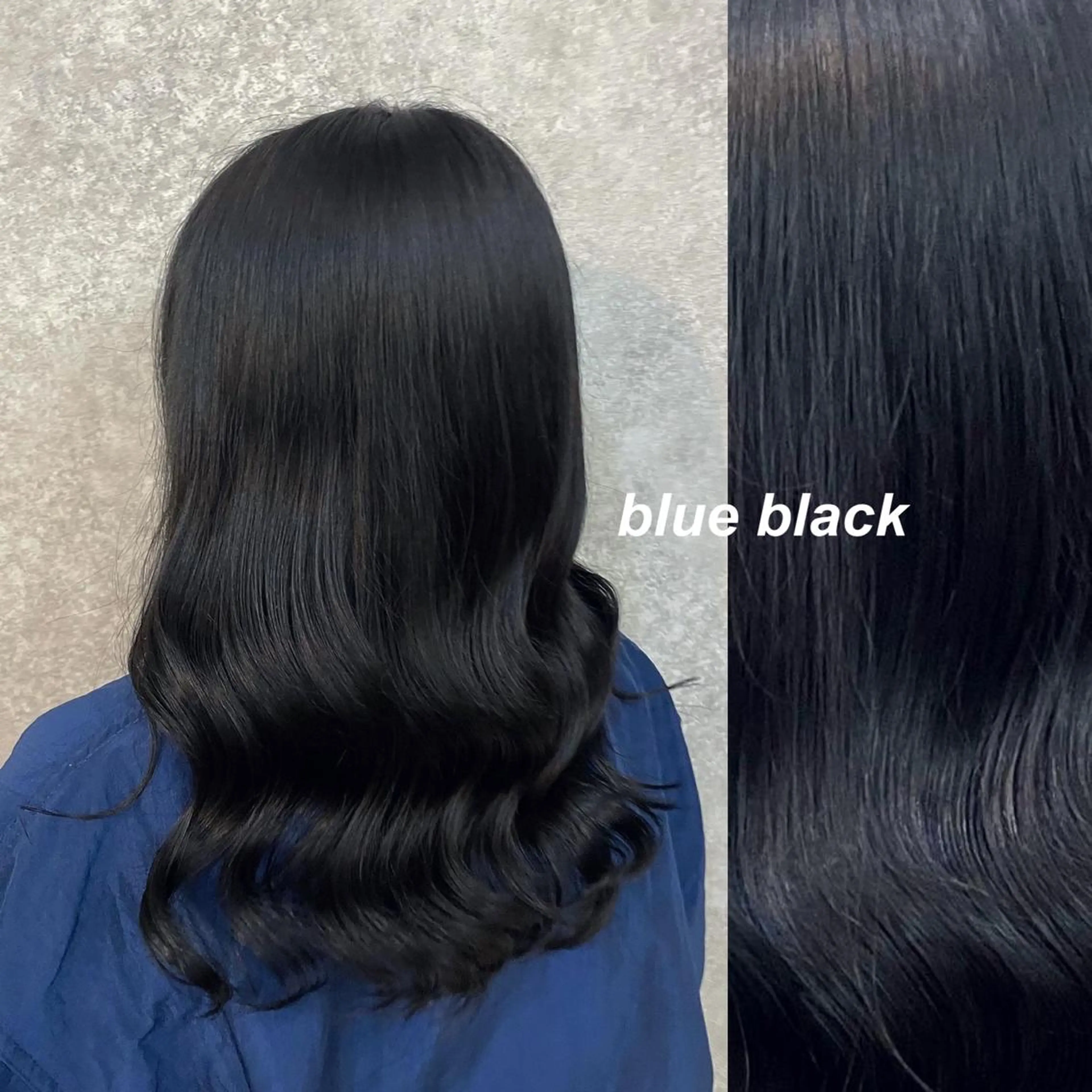 セミロング カラー 黒髪 ブルーカラー ブルーブラック なつき/派手髪カラー /艶髪カラーのヘアスタイル