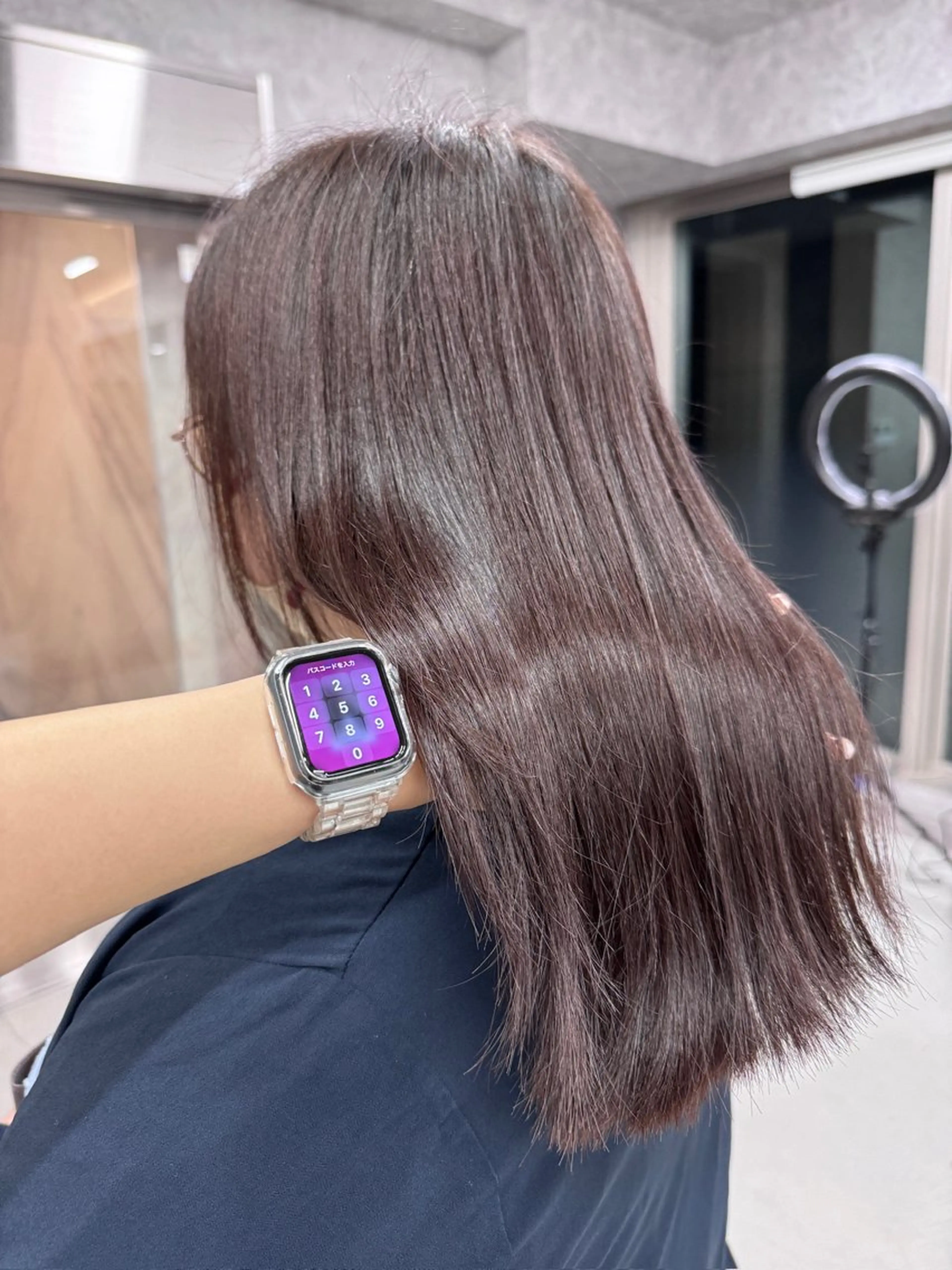 セミロング ピンクブラウン 韓国風カラー🤎 𝒄𝒉𝒊𝒌𝒂のヘアスタイル