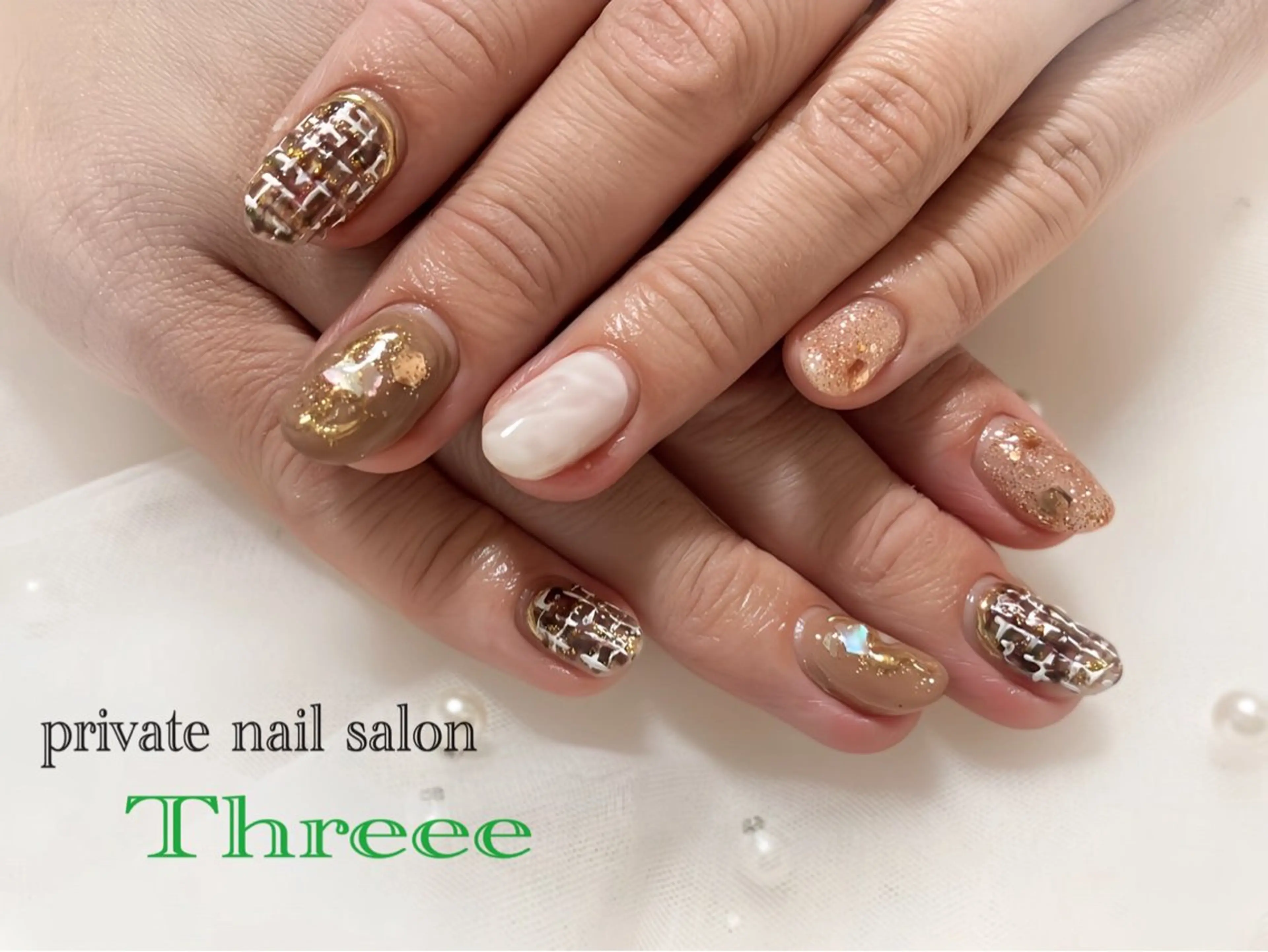 ネイル ツイードネイル ハンドネイル Nail salon - Threee　-のネイルデザイン