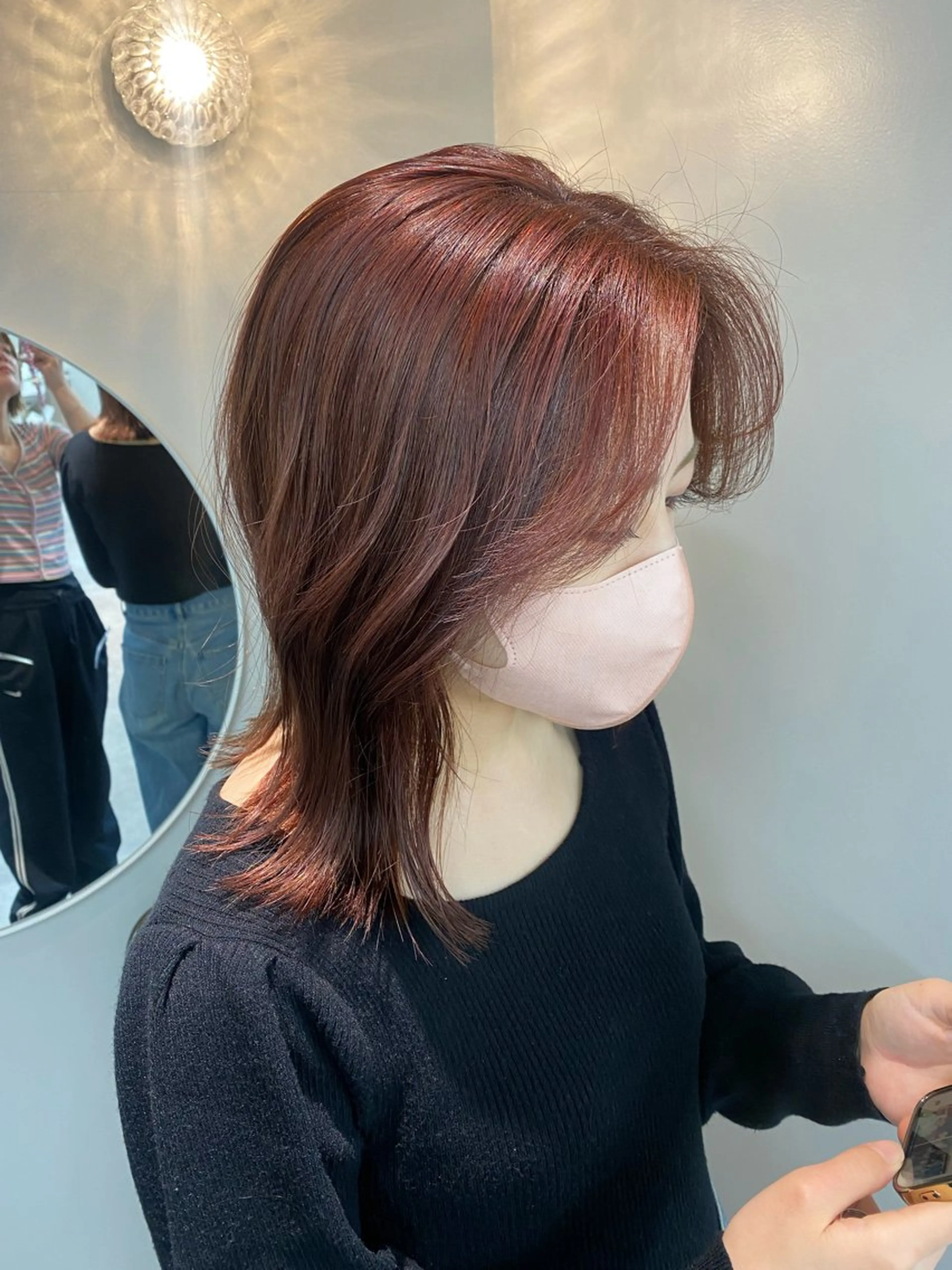 ミディアム カラー ベージュカラー ブリーチ ピンクカラー ピンクベージュ ヘアカラー hair design verda所属・レイヤー暖色カラー 池袋Yamamotoのヘアスタイル