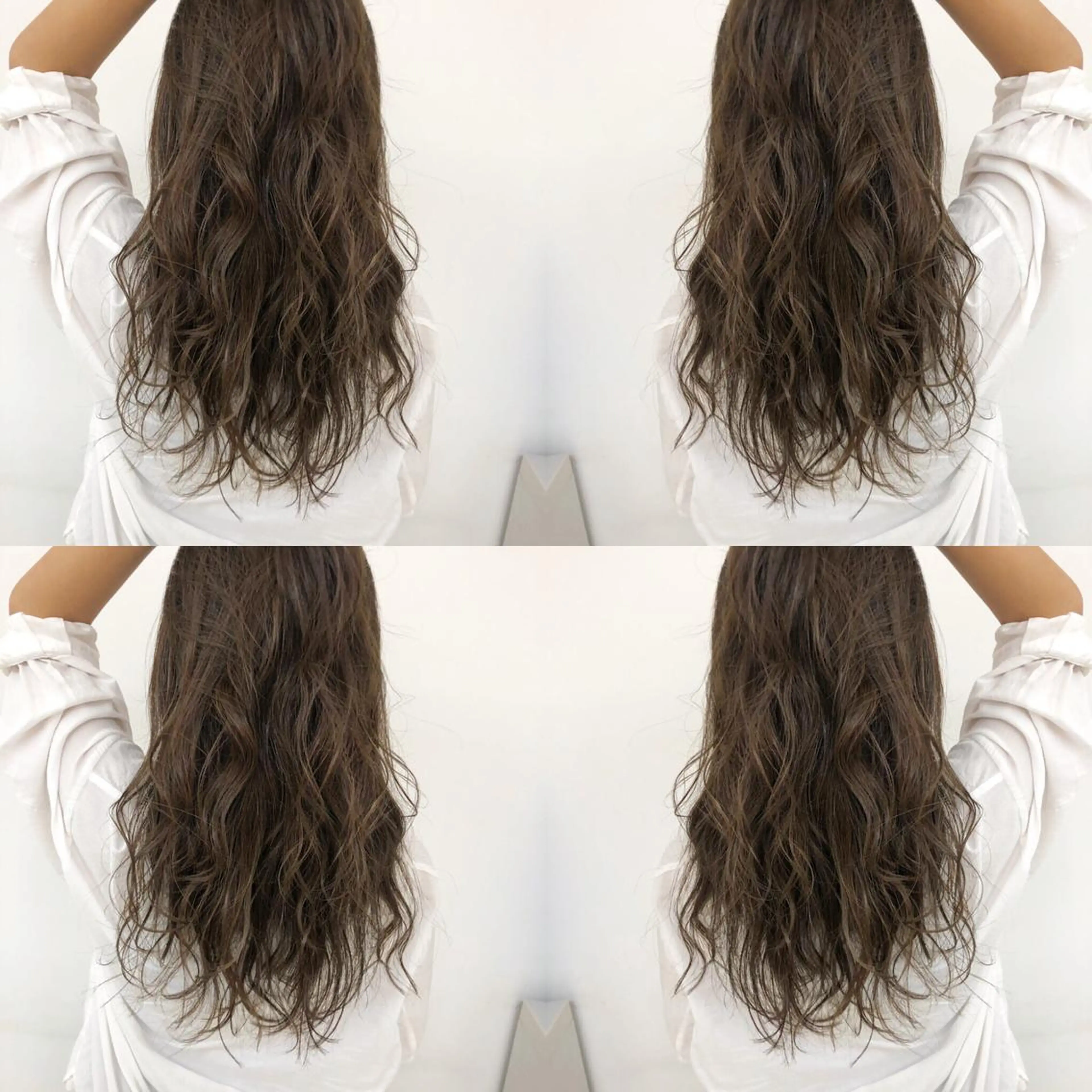 ロング カラー アッシュ バレイヤージュ ブリーチ グラデーションカラー グレージュ レイヤー/韓国/ 顔周り/しんやのヘアスタイル