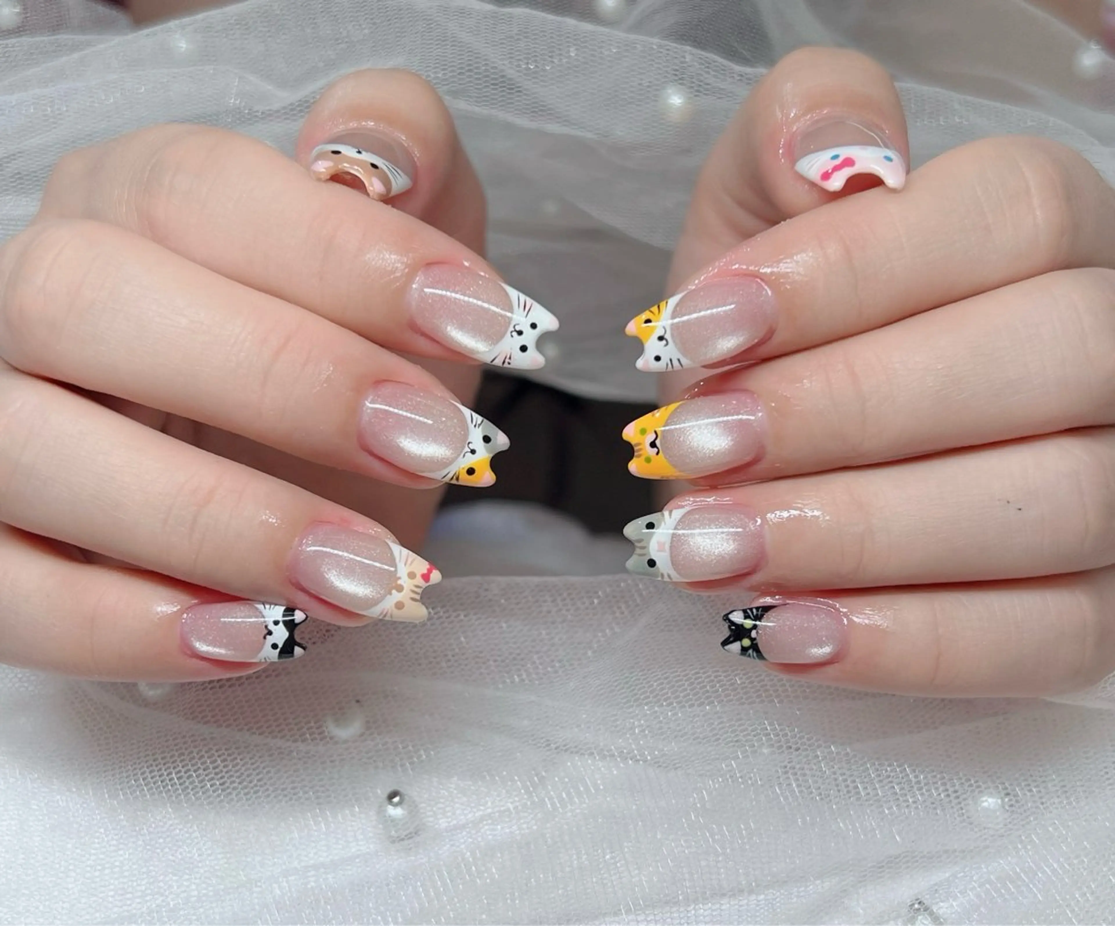 ネイル ハンドネイル 🎀PG🩵 ネイルサロンのネイルデザイン